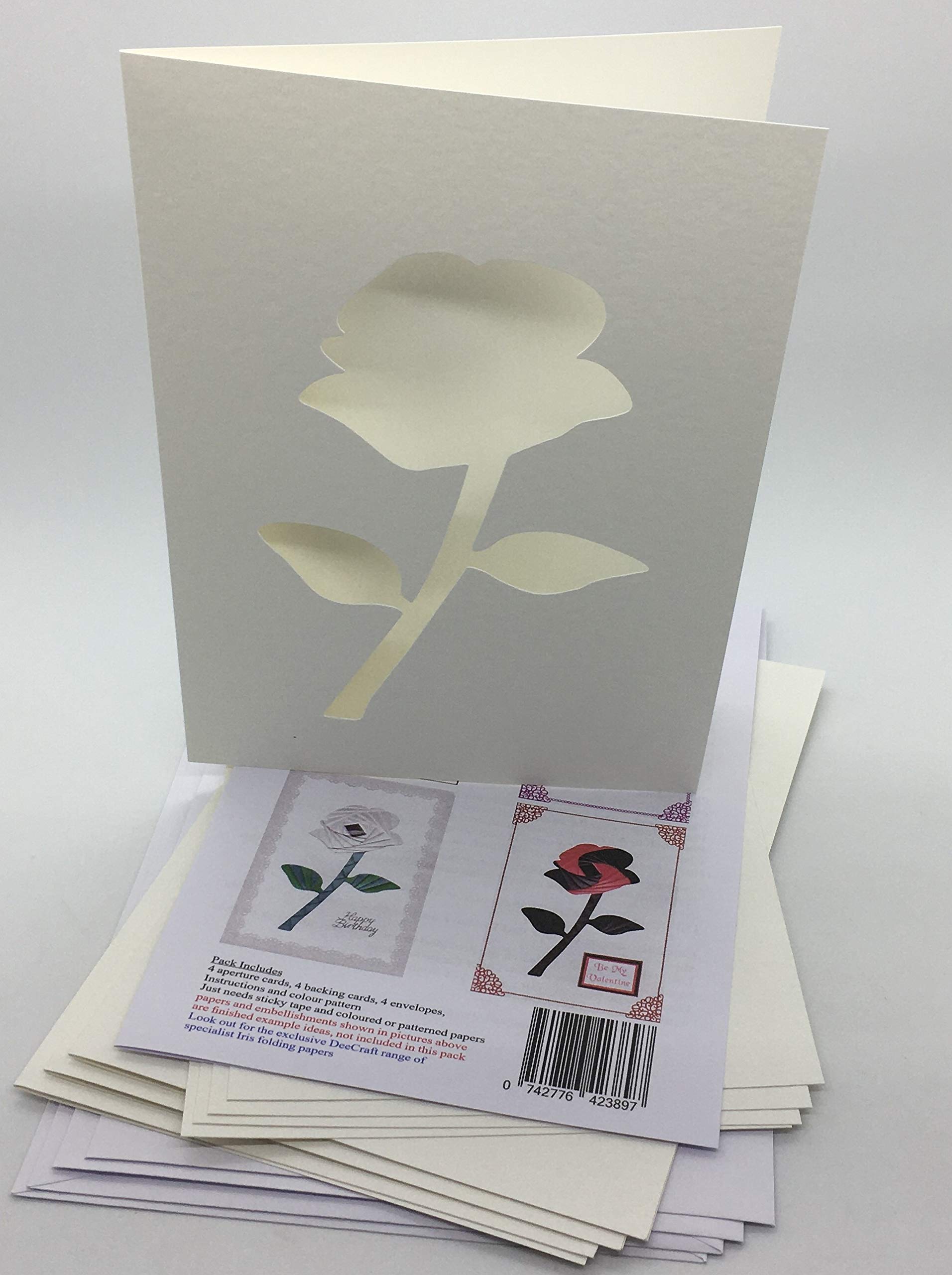 Iris Folding Card Pack Rose C5 Size Makes 4 Cards DeeCraft
