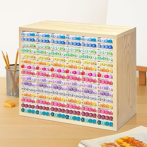 Miniatura 2 de PROLEE Marker Storage Organizer for 360 Markers,Wooden Alcohol Marker Holder with 90 Slots,Markers Pens Pencils Art Supply Storage Rack for Desk