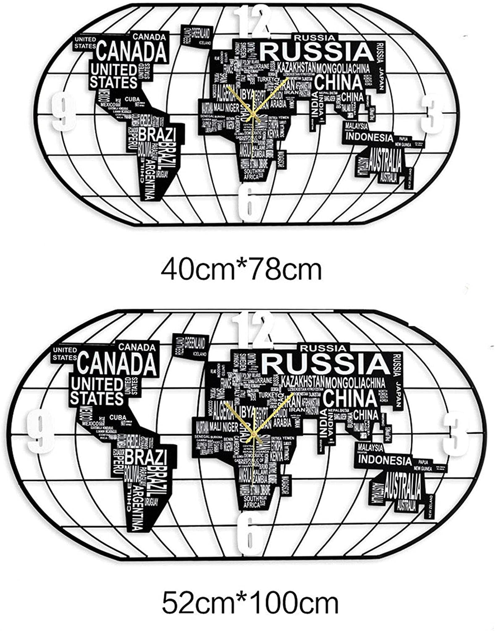Amazon.co.jp: 世界時計壁掛け時計、装飾吊り時計3D世界地図