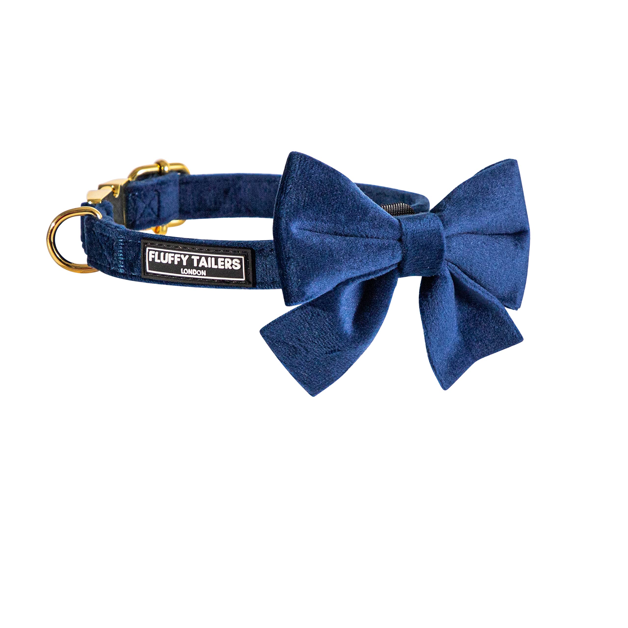 Royal Blue Velvet Collection- arnés para perro, cuello, pajarita, correa y soporte para bolsa (extra pequeño)