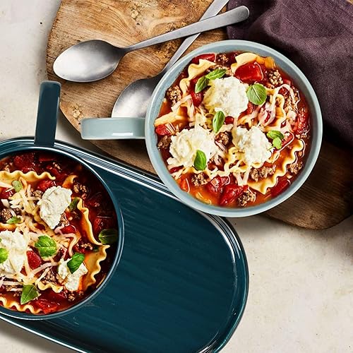 Miniatura 4 de Artena Combo de platos sólidos de sopa y sándwich, cuencos de sopa de 18 onzas  tazas con asas en platos de cerámica de 9.85 pulgadas, juegos de