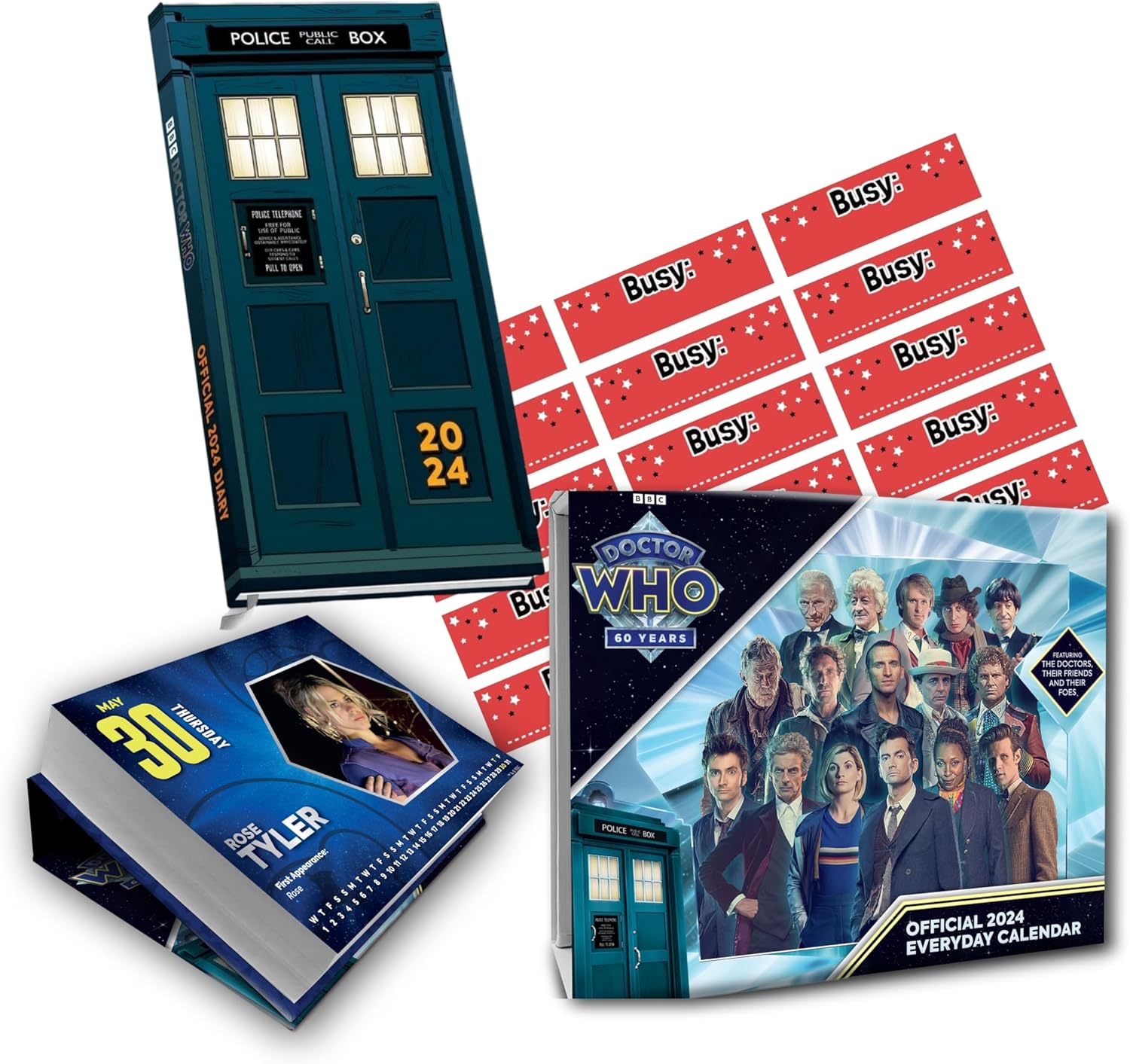 Doctor Who Desk Block Calendar 2024 and Slim Pocket Diary with free