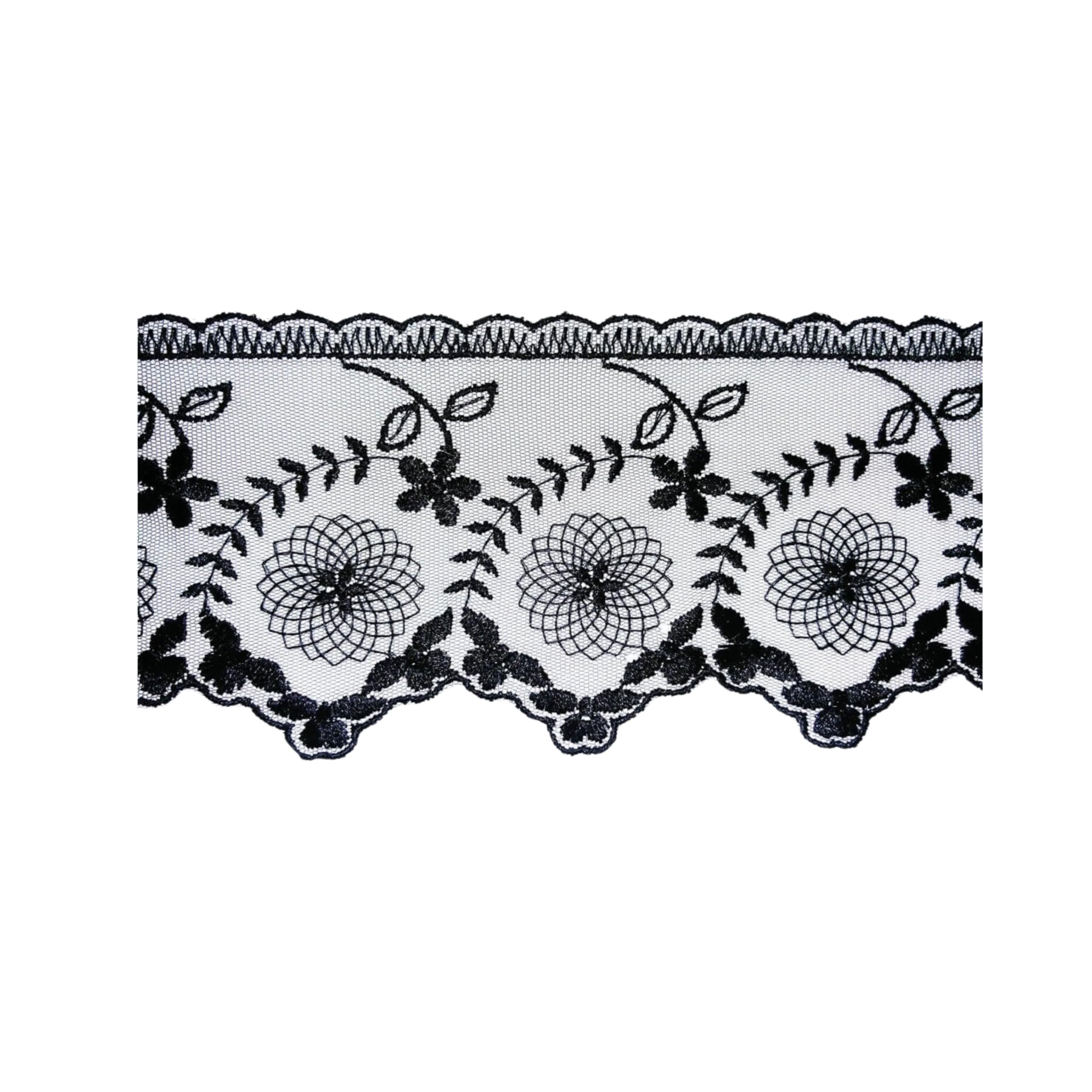 Tulle ricamato bianco - larghezza 7,5 cm, pezzo 8 metri, tessuto bianco morbido in pizzo per decorazione, abiti e costumi, pizzo pizzo a metri, tessuto di tulle al metro (bianco)