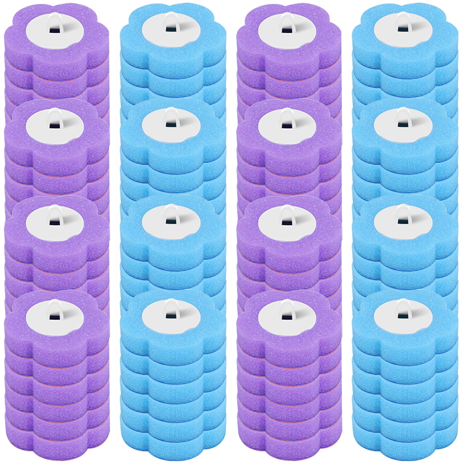 96Pcs Toilet Brush Refills Scented 360° Deep Cleaning Toilets Sponge Cleaner Refills Kit 3 Layer Sponge Head Replacement for Bathroom Floor Drain Hand-Washing Basin Toilet Wand(96Pcs)