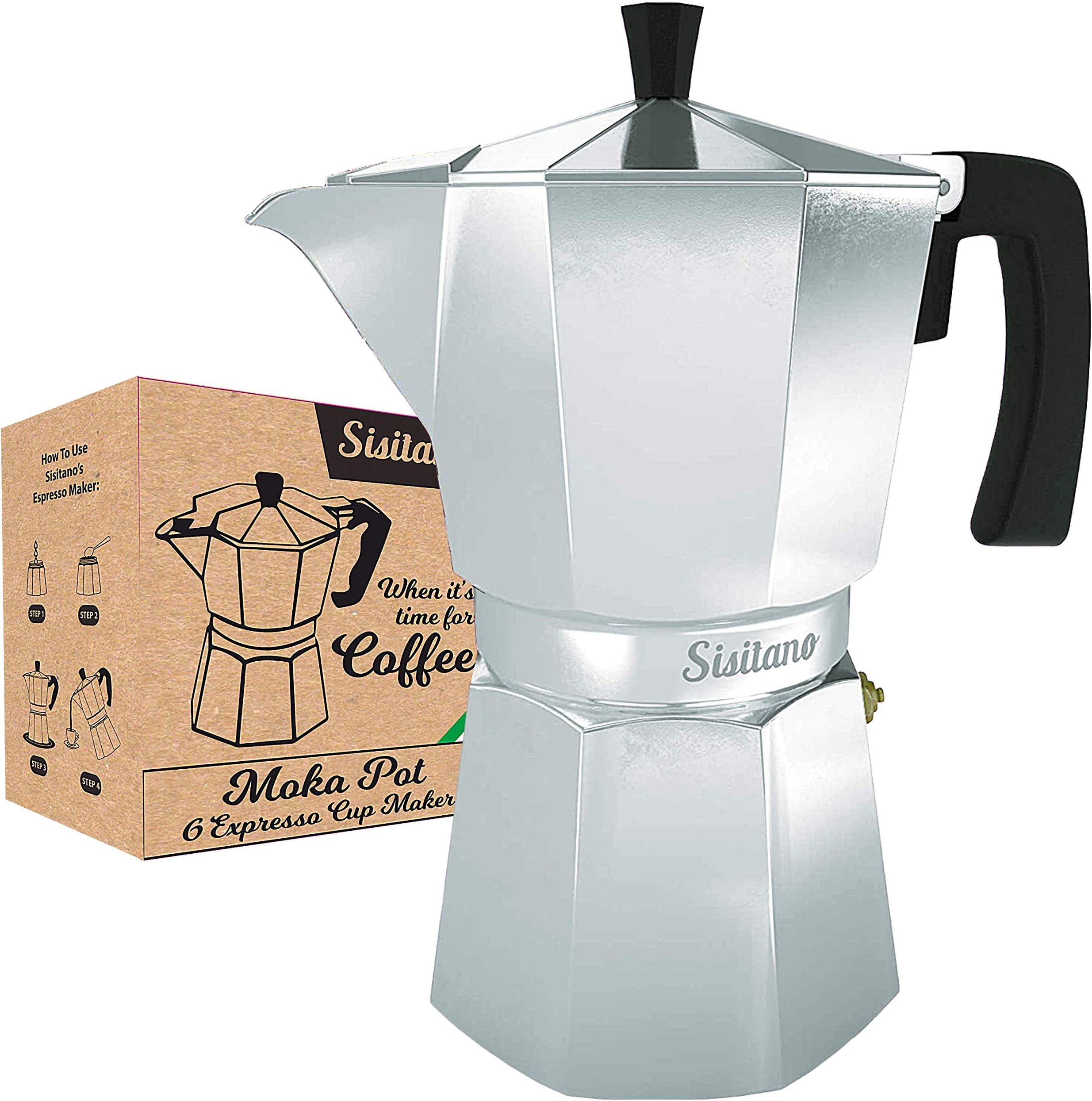 Espresso Maker, 9oz Moka Pot 6 expresso cups, Greca Coffee Maker, Cafetera Cuban Coffee Maker, Percolator Coffee Pot, Electric/Gas Stovetop Espresso Maker inspired by Italian Coffee Makers