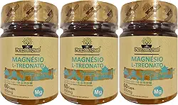 Magnésio L-Treonato Folhas & Raízes 60 Cápsulas Kit 3 Unidades