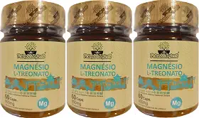 Magnésio L-Treonato Folhas & Raízes 60 Cápsulas Kit 3 Unidades