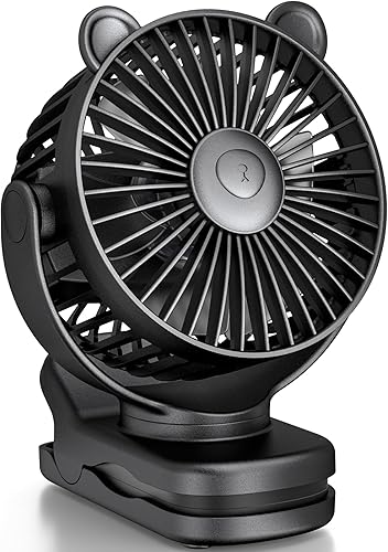 Miniatura 7 de KIDEE Ventilador portátil con clip, pequeño ventilador de escritorio que funciona con pilas, rotación de 360, silencioso vertical, 3 velocidades,