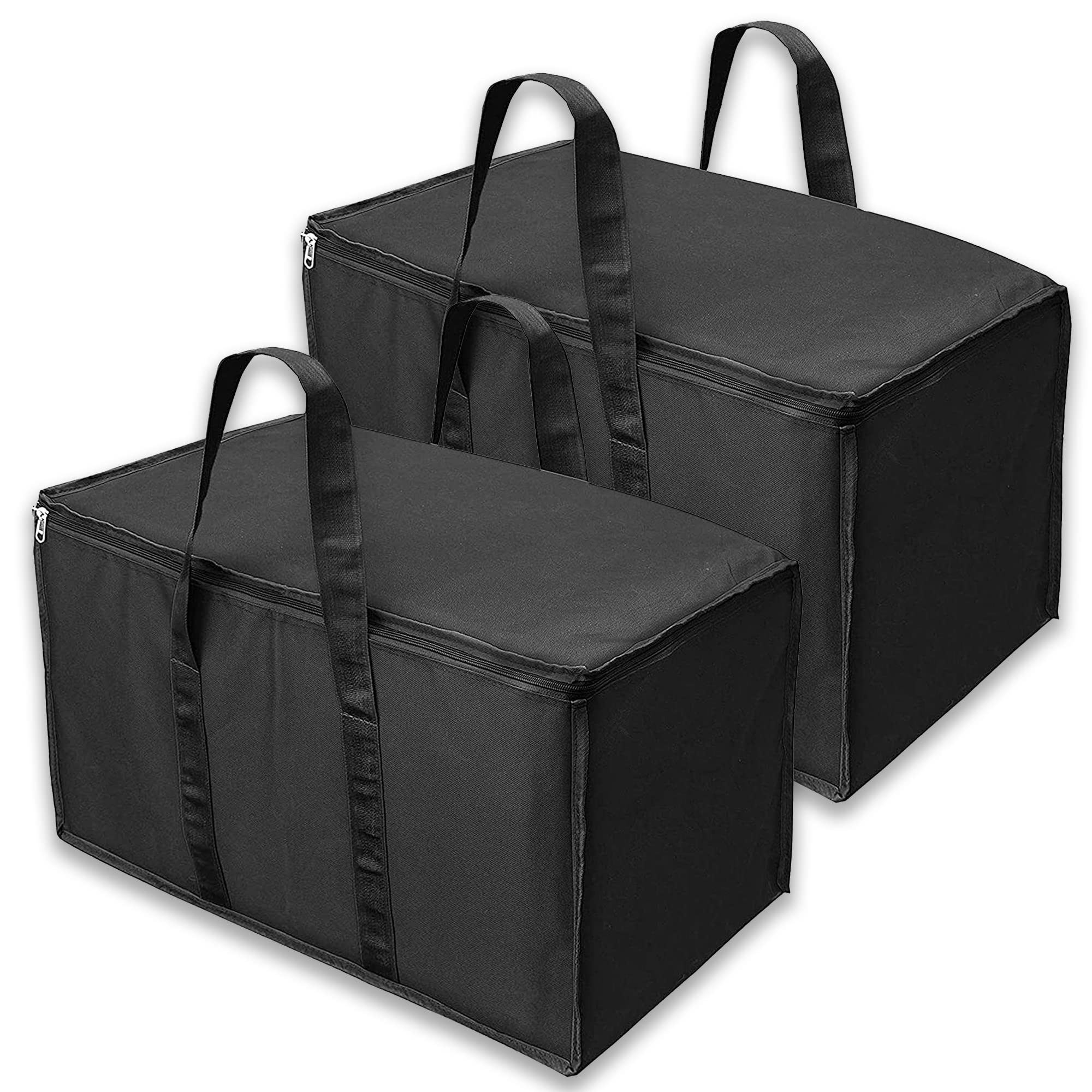 DAHSHA 2 Pack Nylon Moisture Proof Multi-Purpose 70 L Large Toys Storage Bag/Books Magazine//Blankets/Clothes Storage Organizer with Zip and Handle Rectangular(Black, 55.8x34x36.8cm) (B0817KP4RX) Amazon Price History, Amazon Price Tracker