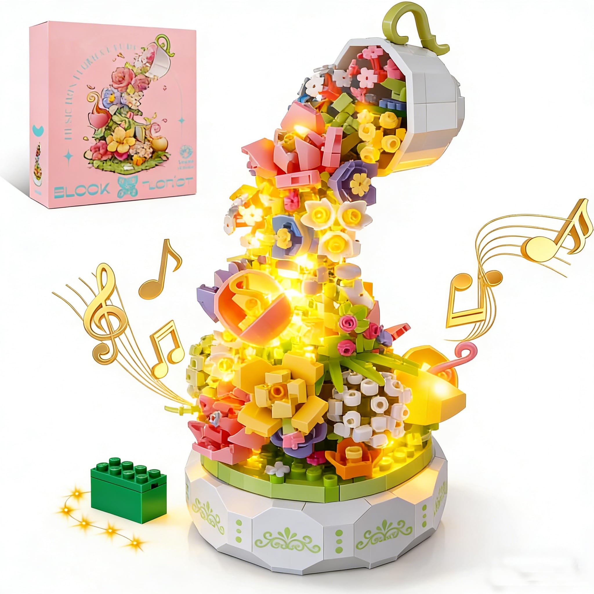 TYCOLE Set di 9 Piante Artificiali Con Piccoli Fiori e Piante Grasse in 1, Giocattolo Creativo Con Blocchi di Costruzione Botanici, Regalo di Compleanno Per Adulti e Bambini Dagli (832 Pezzi