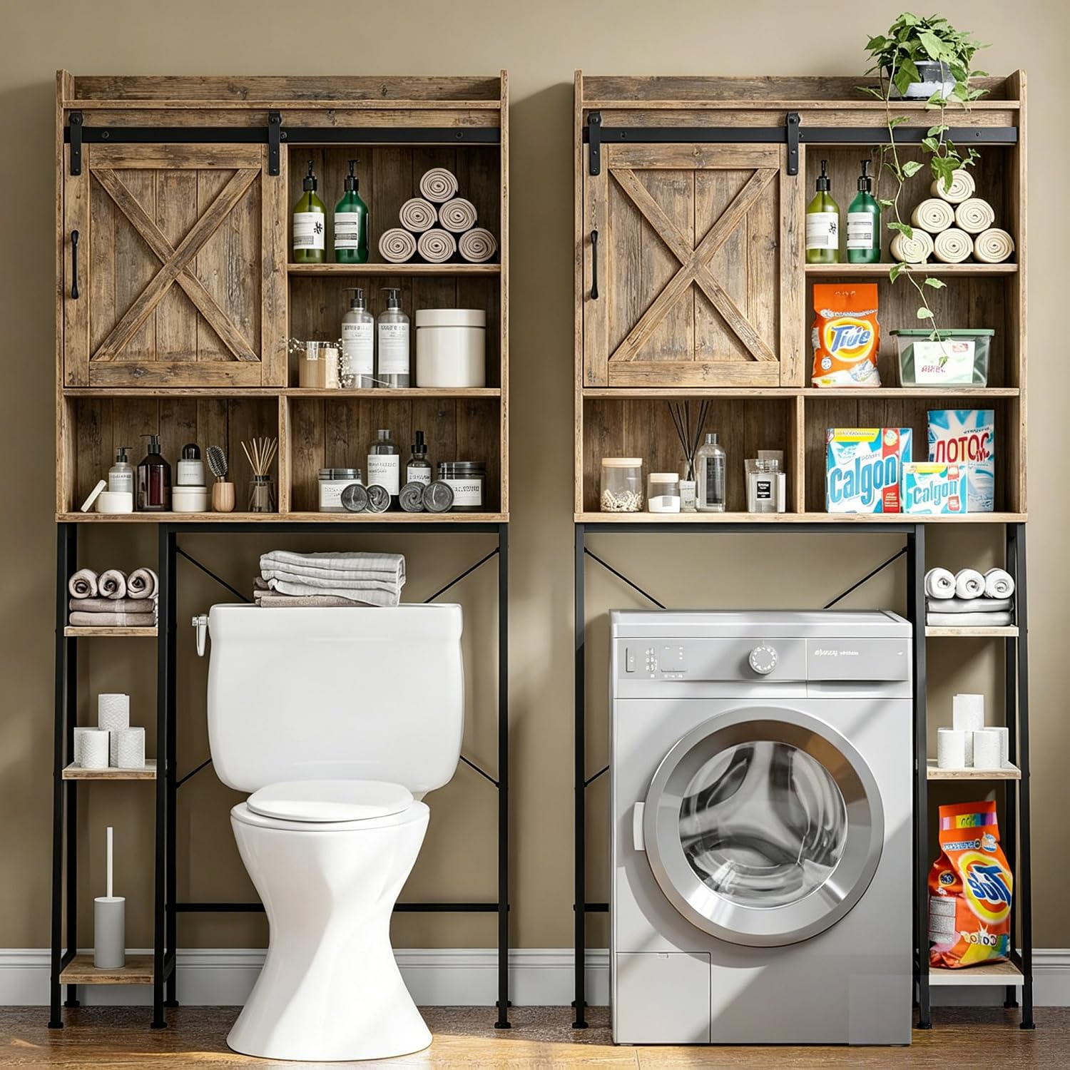 Toilettenregal,Waschmaschinenregal,Badezimmerregal WC-Regal | 6-Ebenen Badregal offenen Ablagen Multifunktionsregal Platzsparend für Bad, Waschküche und Balkon