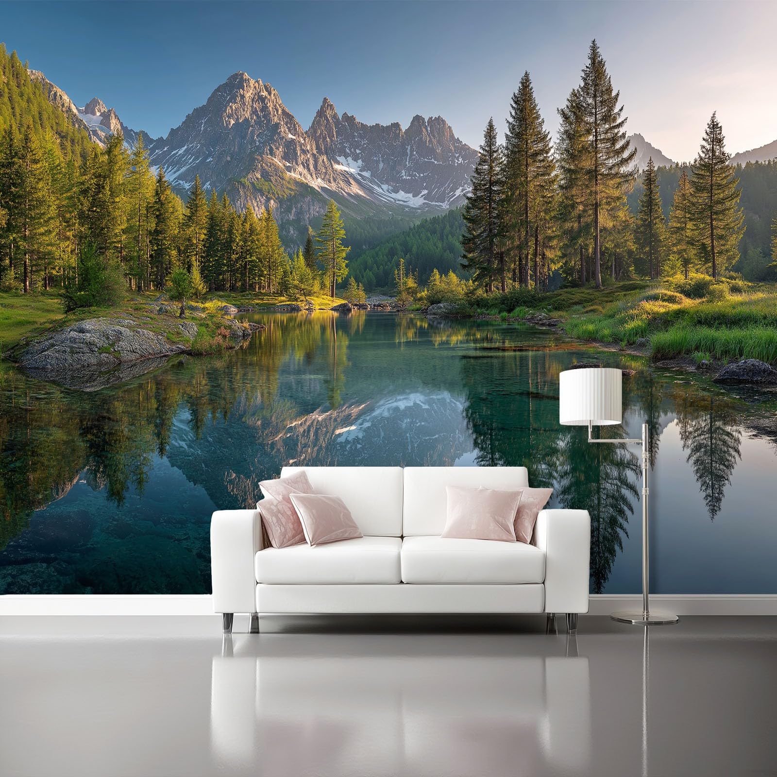 Papier peint intissé decoration murale lacs et paysages 3D