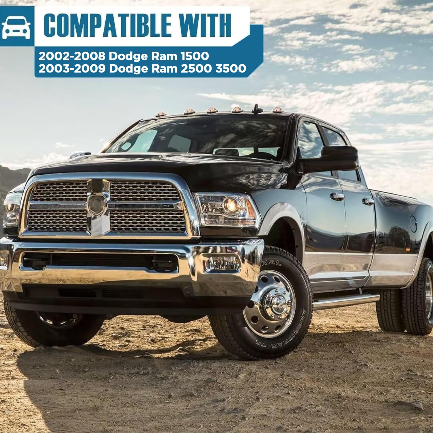 Towing Mirrors a Pair for 2002-2008 Dodge Ram 1500, 2003-2009 Dodge Ram 2500 3500 with Heated, Power Adjustment