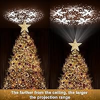 Vista 4 de Decoración para árbol de Navidad iluminada con 6 patrones proyectados, estrella de Navidad con luces giratorias LED integradas, proyector