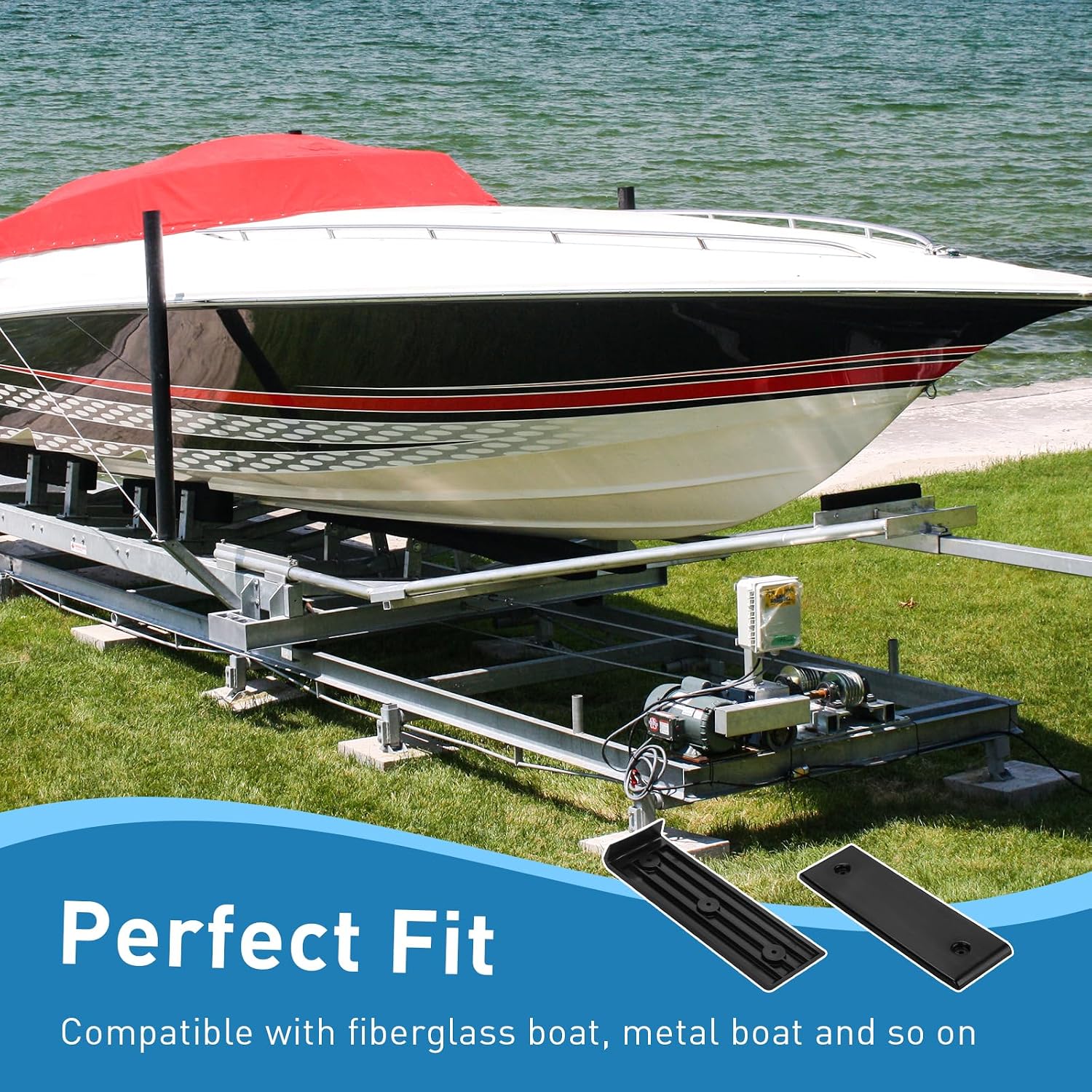 Boat Trailer Accessories Bunk Slides Pads 8 Pads (3"x10") & 2 Bunk Enders | E-Z Slide Trailer Pads and BunkEnders for Launching & Loading Boat on/Off Trailer Easier