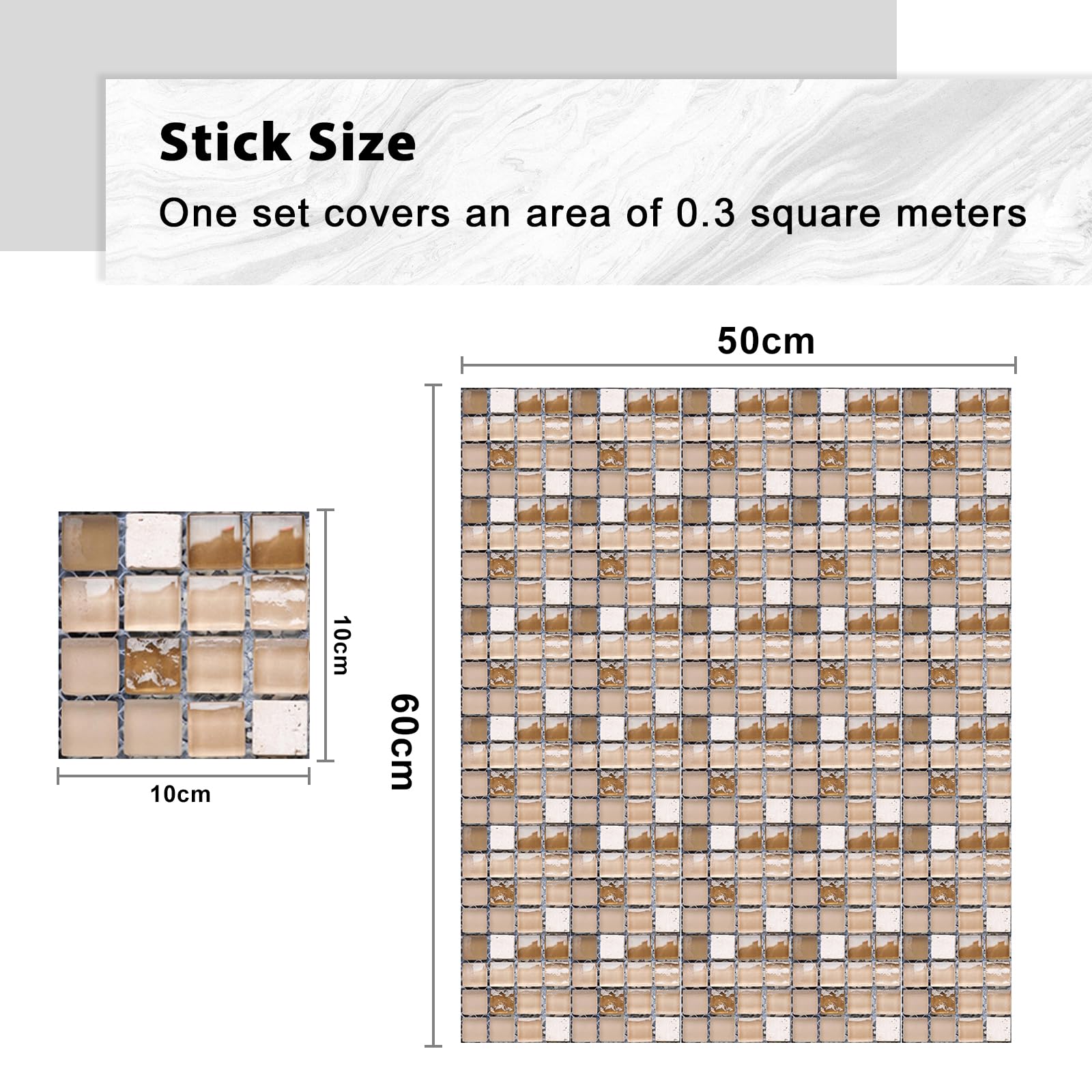 30 Autocollants Carrelage Mosaïque BoloShine 10x10cm - Adhésifs Imperméables Pour Cuisine/Salle De Bain