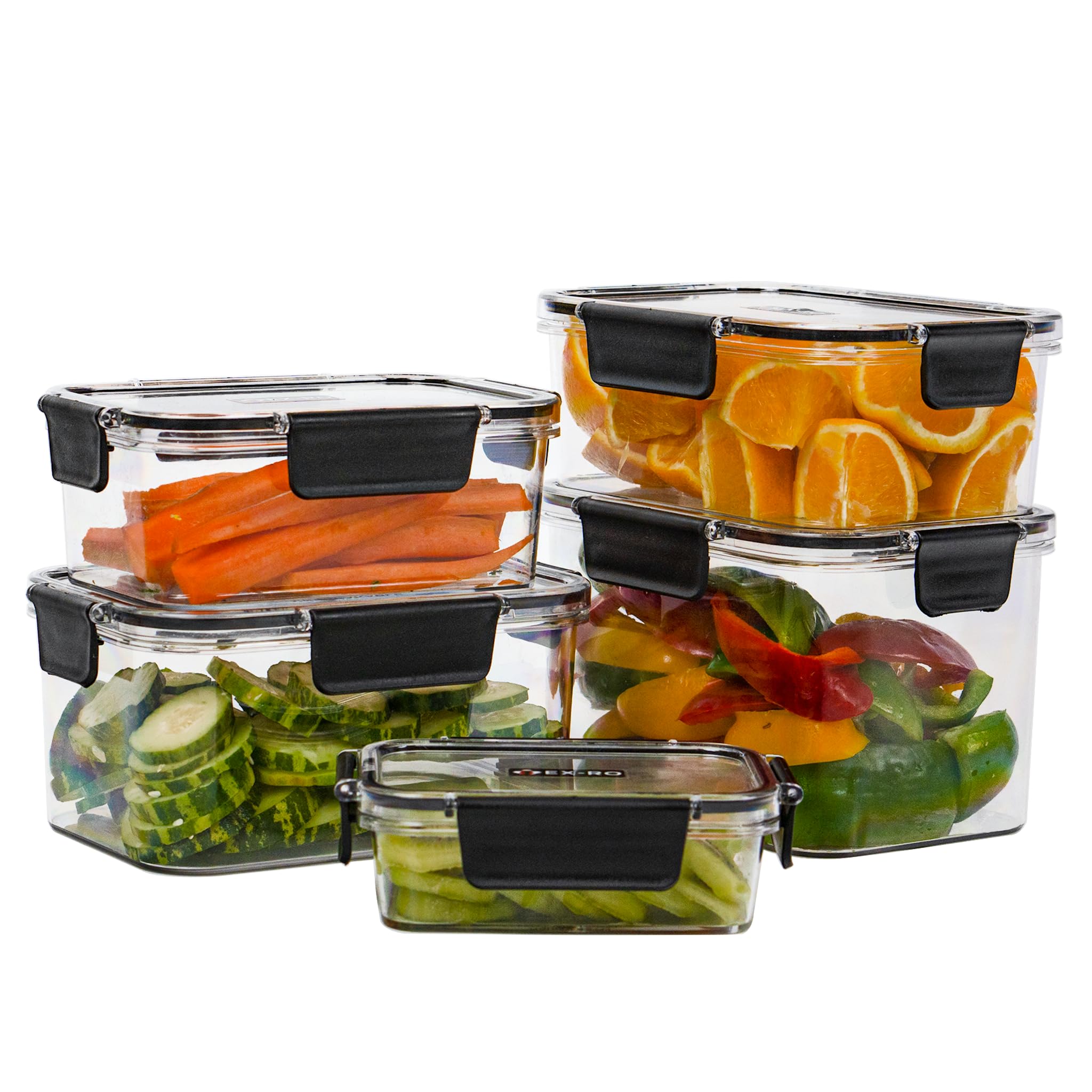 TEX-RO Contenedor hermético para organizador de nevera, juego de almacenamiento de plástico, cajas de almacenamiento para nevera, juego de accesorios de cocina, organización y almacenamiento de cocina