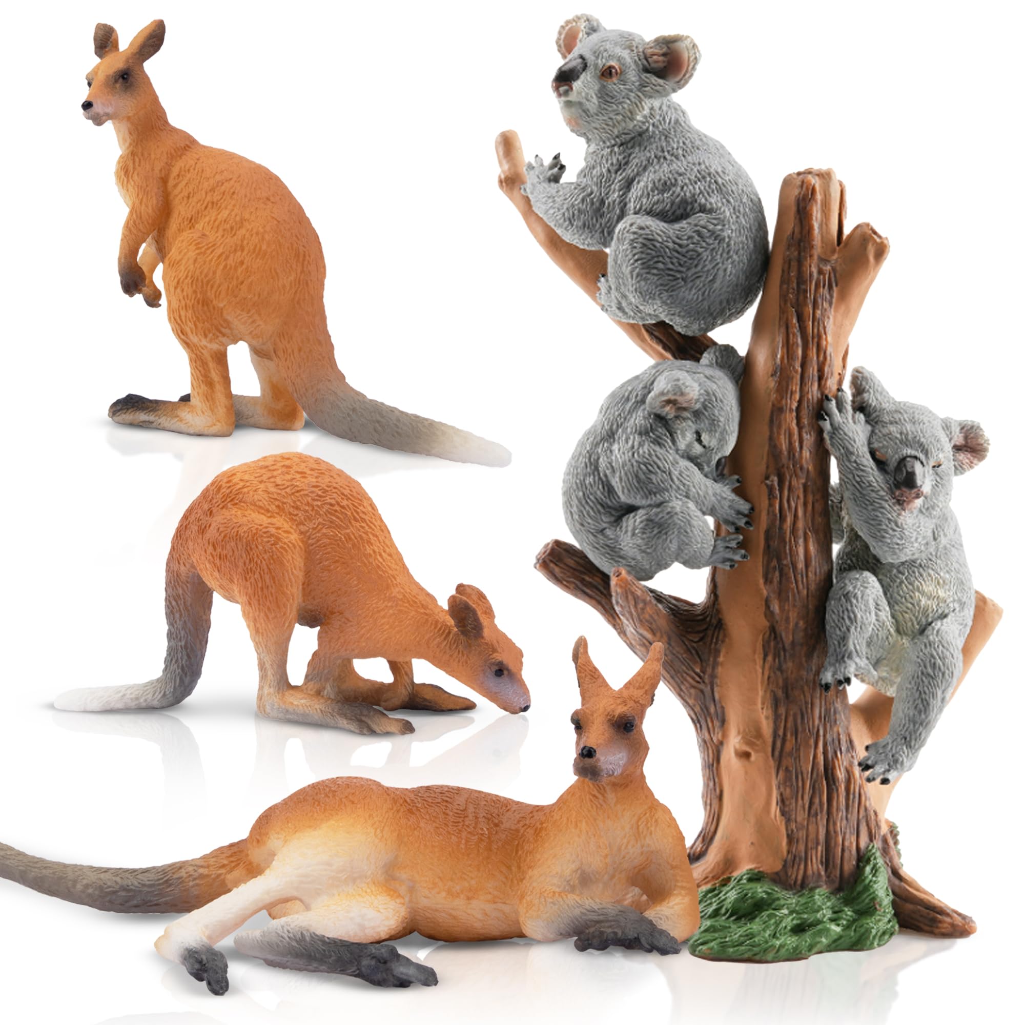 Toymany 7PCS Australian Wildlife Animal Figurines Includes Koala and Kangaroo Figure Toy, Plastic Forest Animal Figures Toy Set, Cake Toppers Christmas Birthday Gift for Kids Toddlers