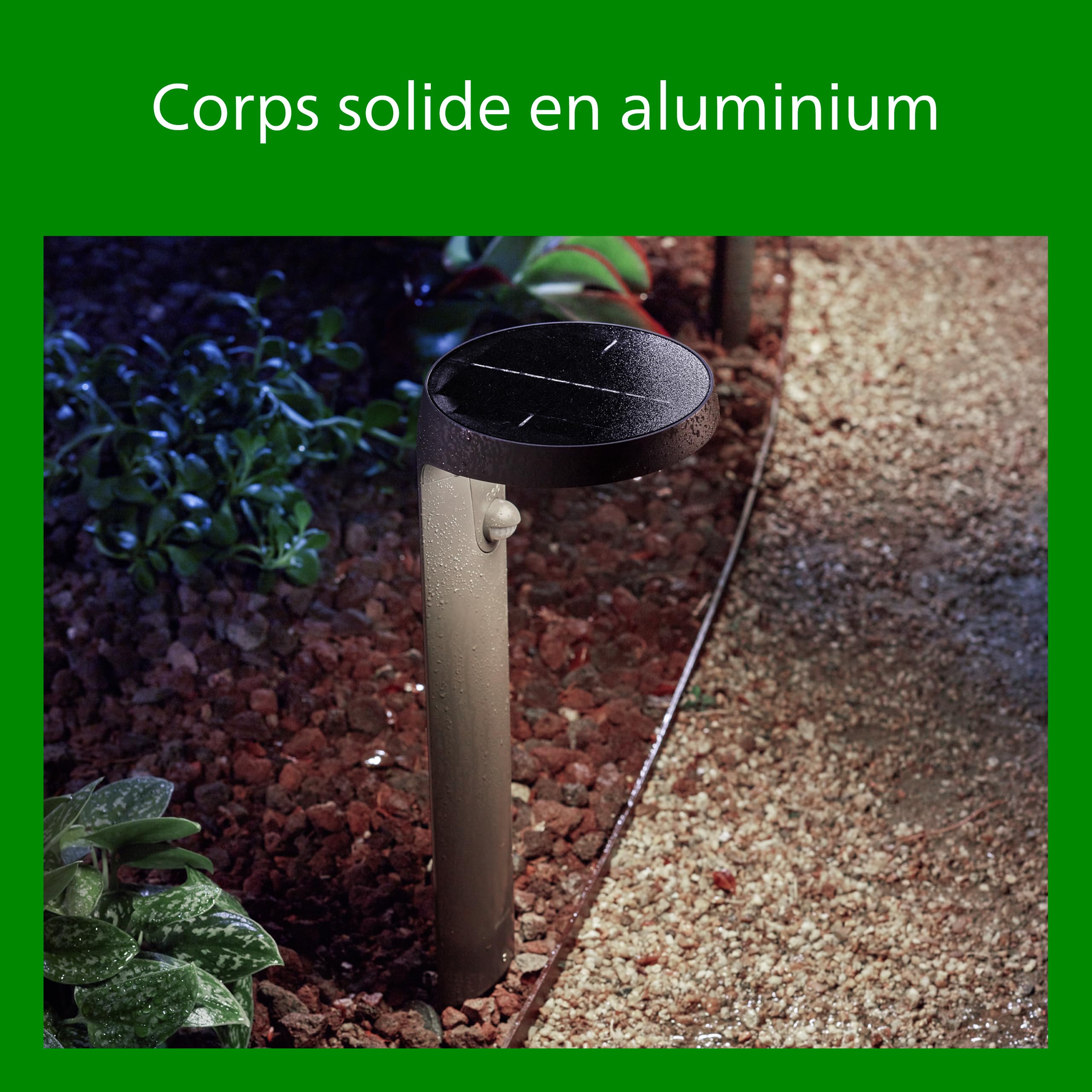 Philips Borne extérieure infrarouge Tyla, énergie solaire, 18W, 4000K, Anthracite