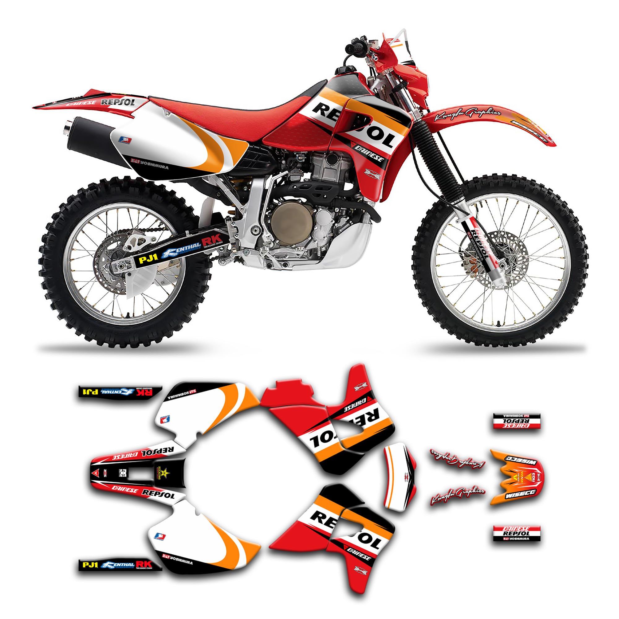 Amazon.com: Kungfu Graphics Custom Decal Kit for XR650R 2000 2001