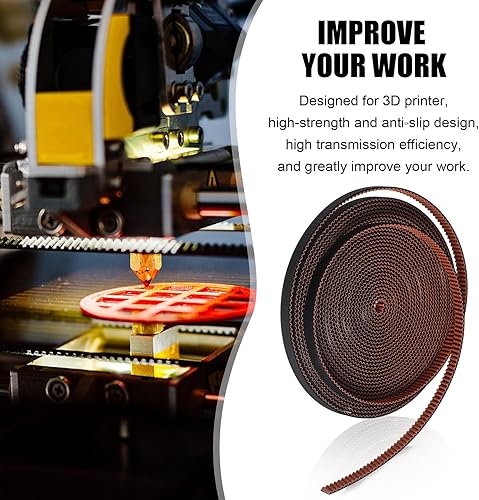 Miniatura 3 de Correa de distribución para impresora 3D de 196.85 pulgadas, Gt2, correa de goma antideslizante con 10 hebillas de cobre, 0.236 in de ancho, piezas