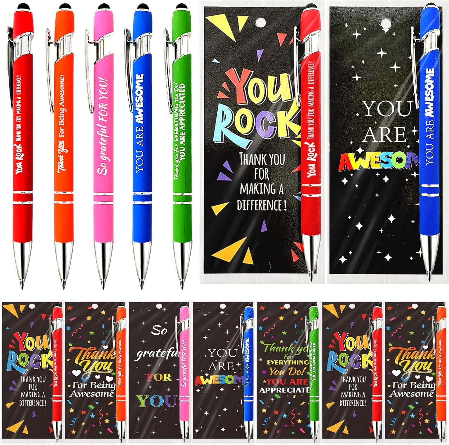 60 Sets Employee Appreciation Gifts Pens Bulk Team Teacher Staff Thank You Gifts with Bookmarks Favors Items Black Ink Ballpoint Pen Inspirational for Collegue Party Guests Her Him Women Men
