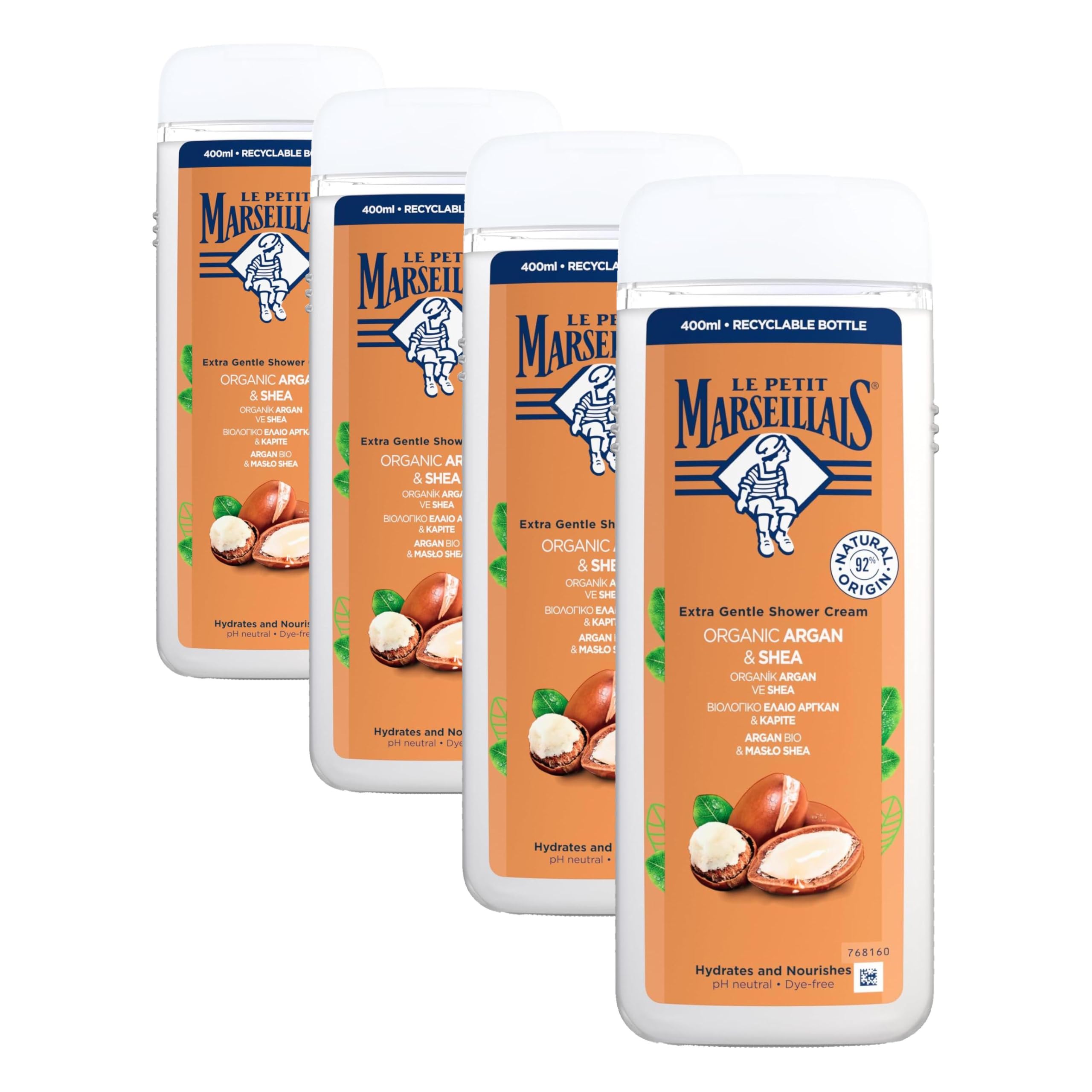 Le Petit Marseillais LPM Organik Argan ve Shea 400 ml Duş Jeli (4 paketi)