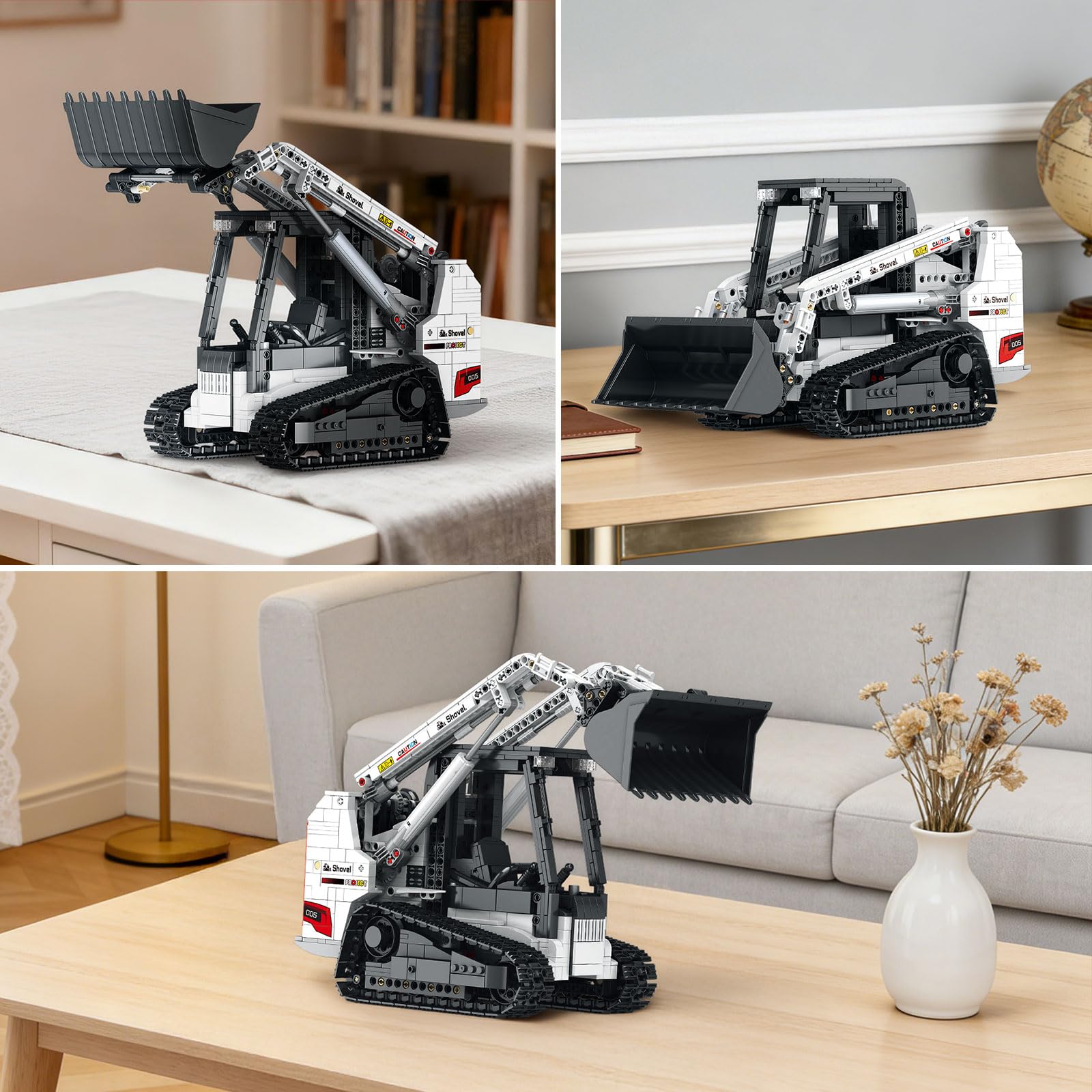 Reobrix Bobcat Kompaktlader Baustein Set für Erwachsene,22004 RC Gesteuertes Bulldozer Bausatz Set,Technisches Fahrzeuge Konstruktionsspielzeug mit 2,4 GHz für Fahrzeugmodell Enthusiasten (1227 Teile)