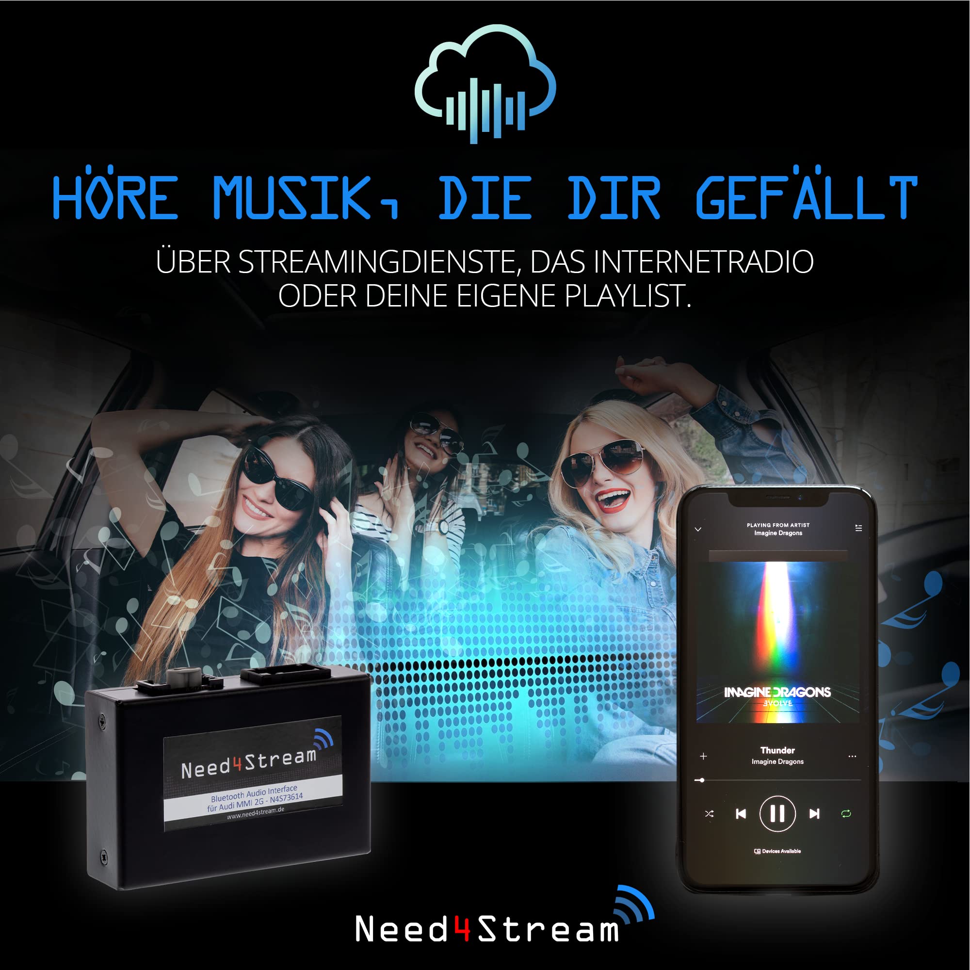 N4S73614 A2DP Bluetooth Audio Interface mit Titelanzeige für MMI 2G, kompatibel mit Audi A4 8K, A5 8T/8F, A6 4F, Q7 4L, A8 4E, kompatibel mit iPhone, Android und Streamingdiensten