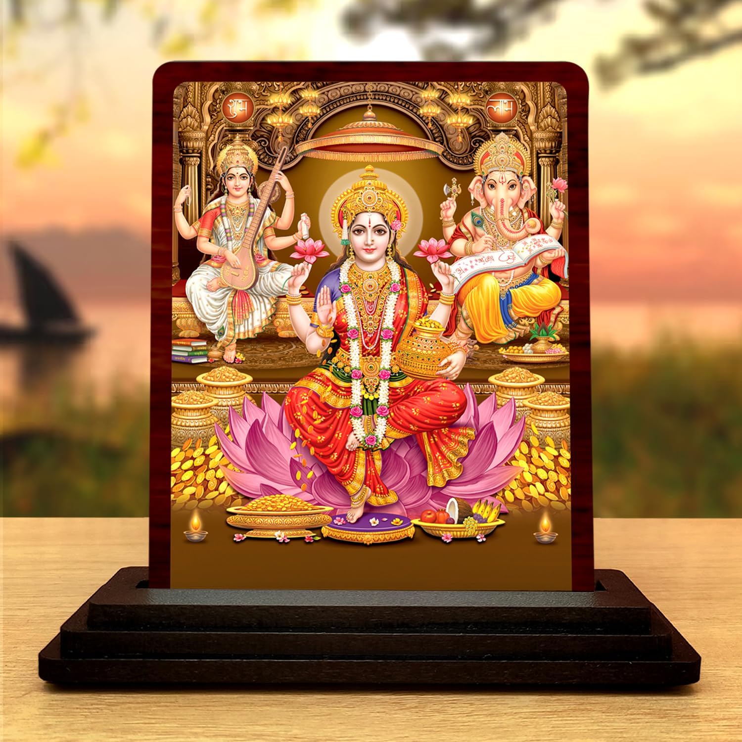 Laxmi Ganesh Saraswati Murti Set for Diwali Puja & Office Desk - Religious Idols for Home Temple & Entrance - Auspicious Spiritual Gift for Housewarming, Business & Success