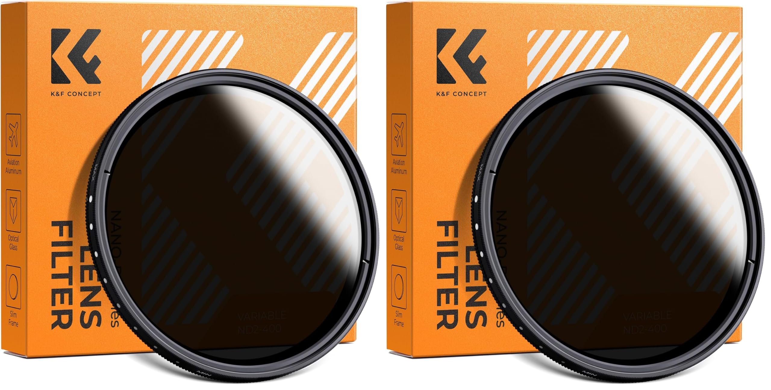 K&amp;F CONCEPT 67mm Variable ND2-ND400 ND Lens Filter (1-9 Stops) for Camera Lens Adjustable Neutral Density Filter with Microfiber Cleaning Cloth (B-Series) (Pack of 2)