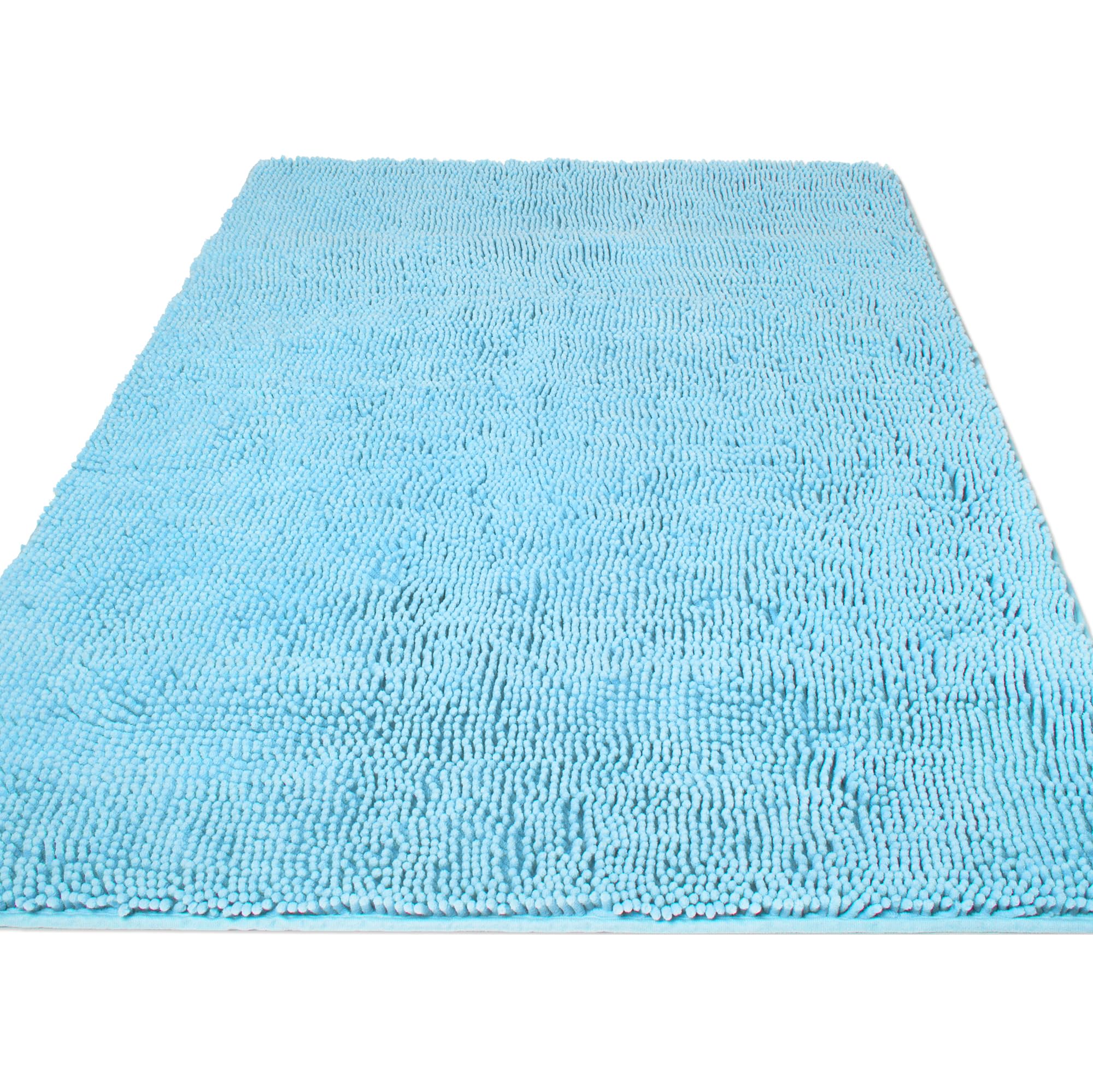 Yeaban Chenille Sky Blue Bathroom Rug 36"x60",Non-Slip Rubber Backing — image 1