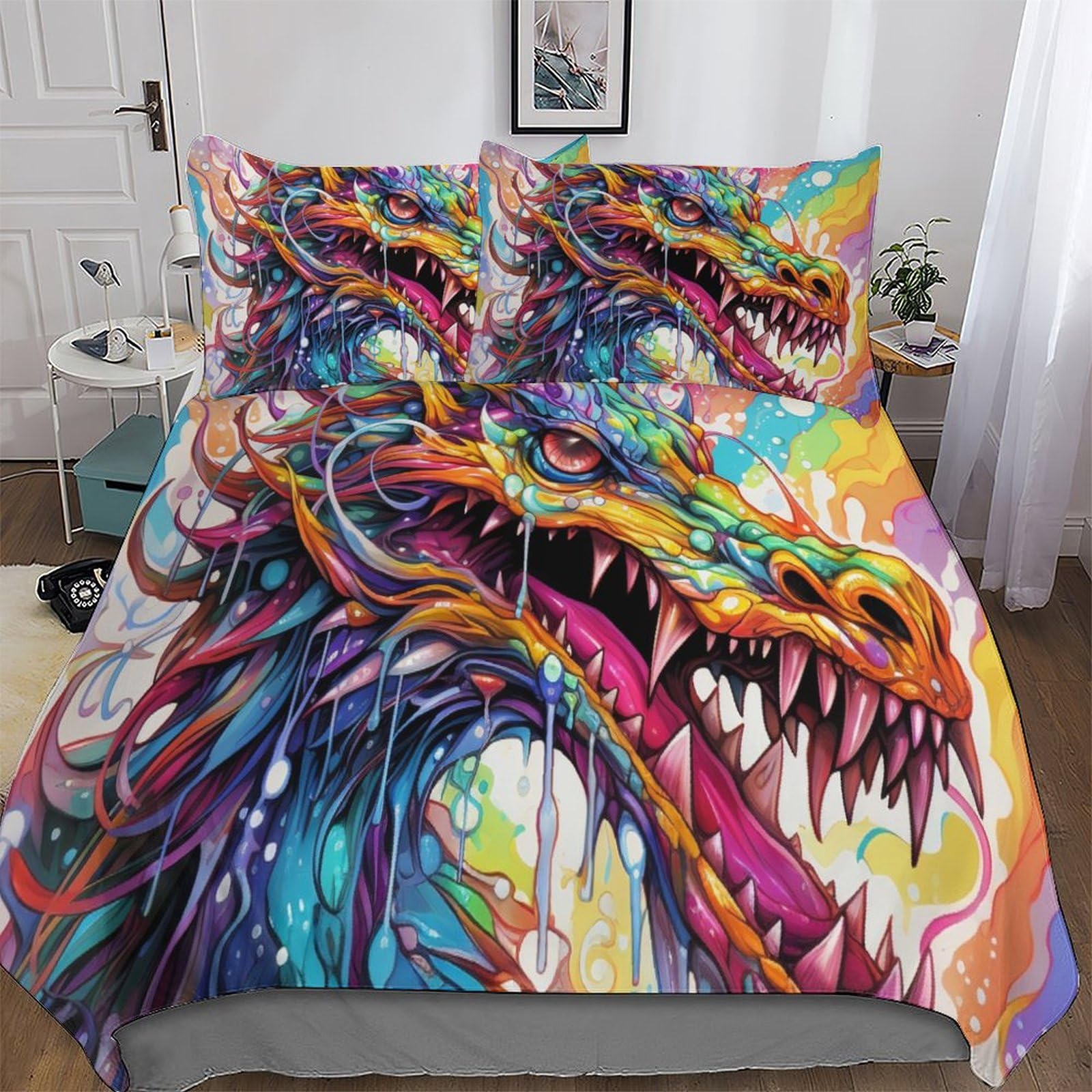 Housse de couette dragon fermeture éclair pour en finir avec la couette qui glisse