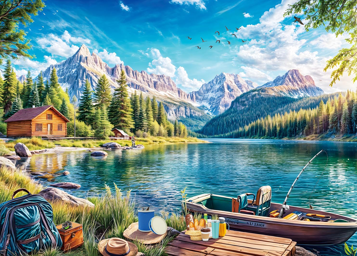 Jigsaw Puzzles for Adults 1000 Piece Puzzle for Adults 1000 Pieces Puzzle 1000 Pieces-Holiday Outdoor Fishing Trip