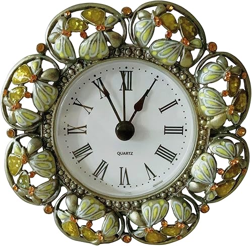 Silent Mini reloj de mesa analógico vintage con cuerpo de metal pintado a mano y núcleo sin tictac funciona con pilas para estante, dormitorio,
