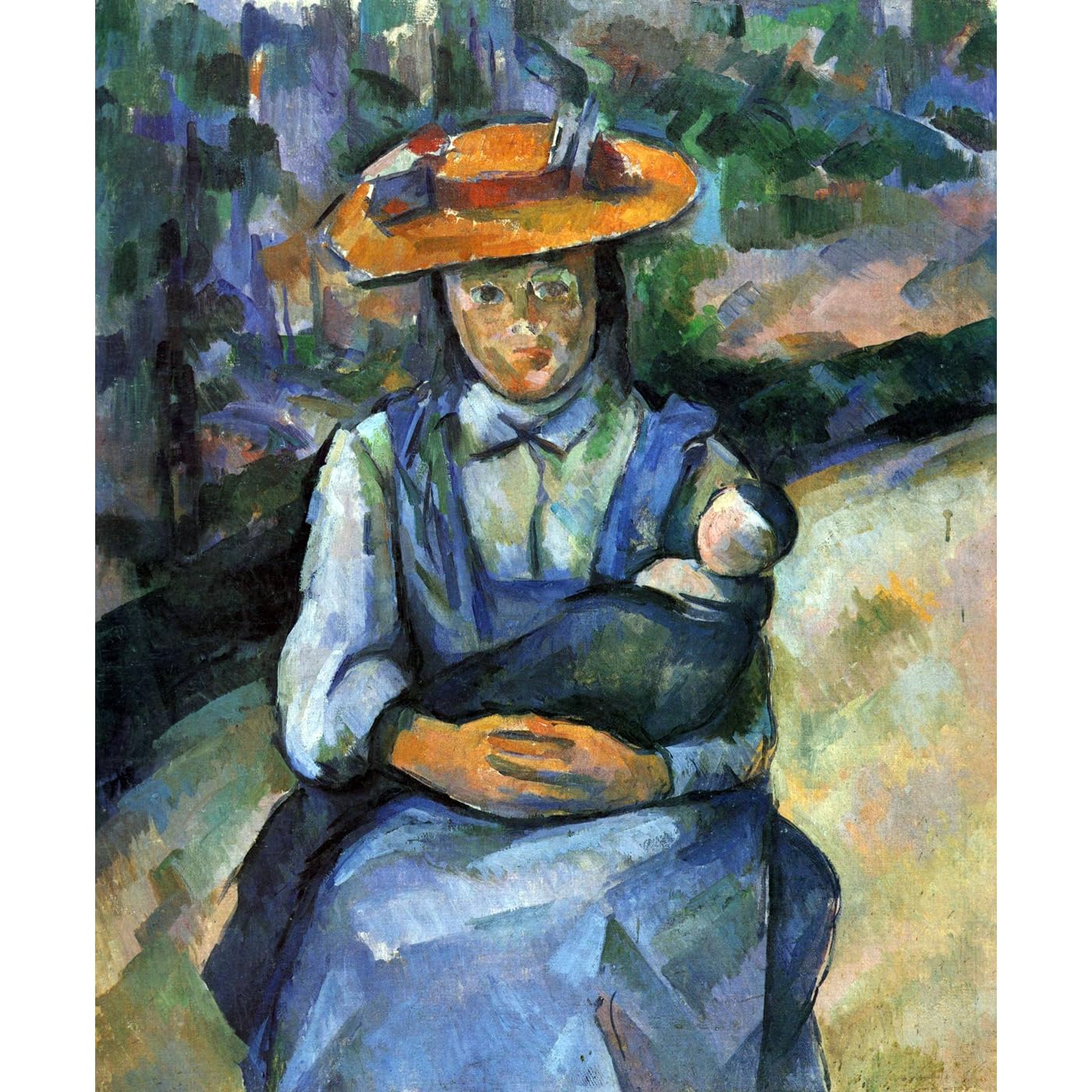 Fille avec poupée par Cezanne impression giclée nostalgie et art
