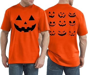 Halloween Shirts for Men Dancing Skeleton T-Shirt Pumpkin Graphic Tees Spooky Season Fall Tops
