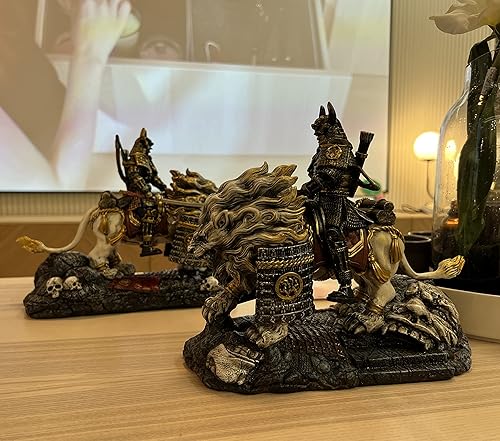 Miniatura 7 de LOOYAR Estatua medieval de resina de guerrero samurái de león blanco antiguo para decoración del hogar, sala de estar, porche, oficina, escritorio,