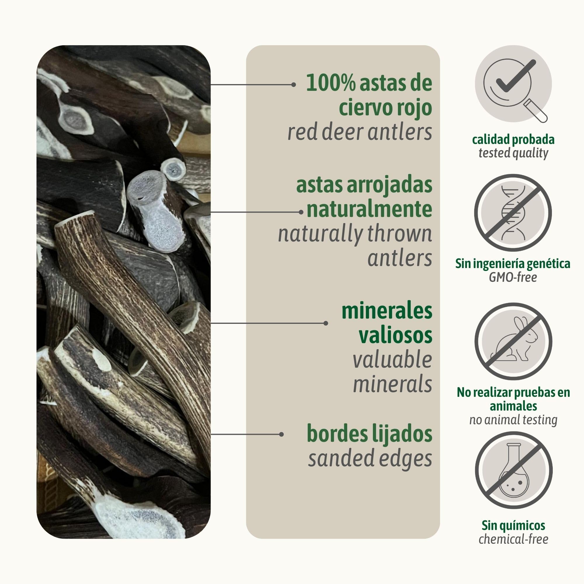 ChronoBalance XL Asta de Ciervo para Perros, 100% Naturales Piezas Enteras, Palillo Masticable, Juguetes para Perros, Tratar Cuidado Dental, Sin Aditivos, Larga Duración, Conjunto de 5