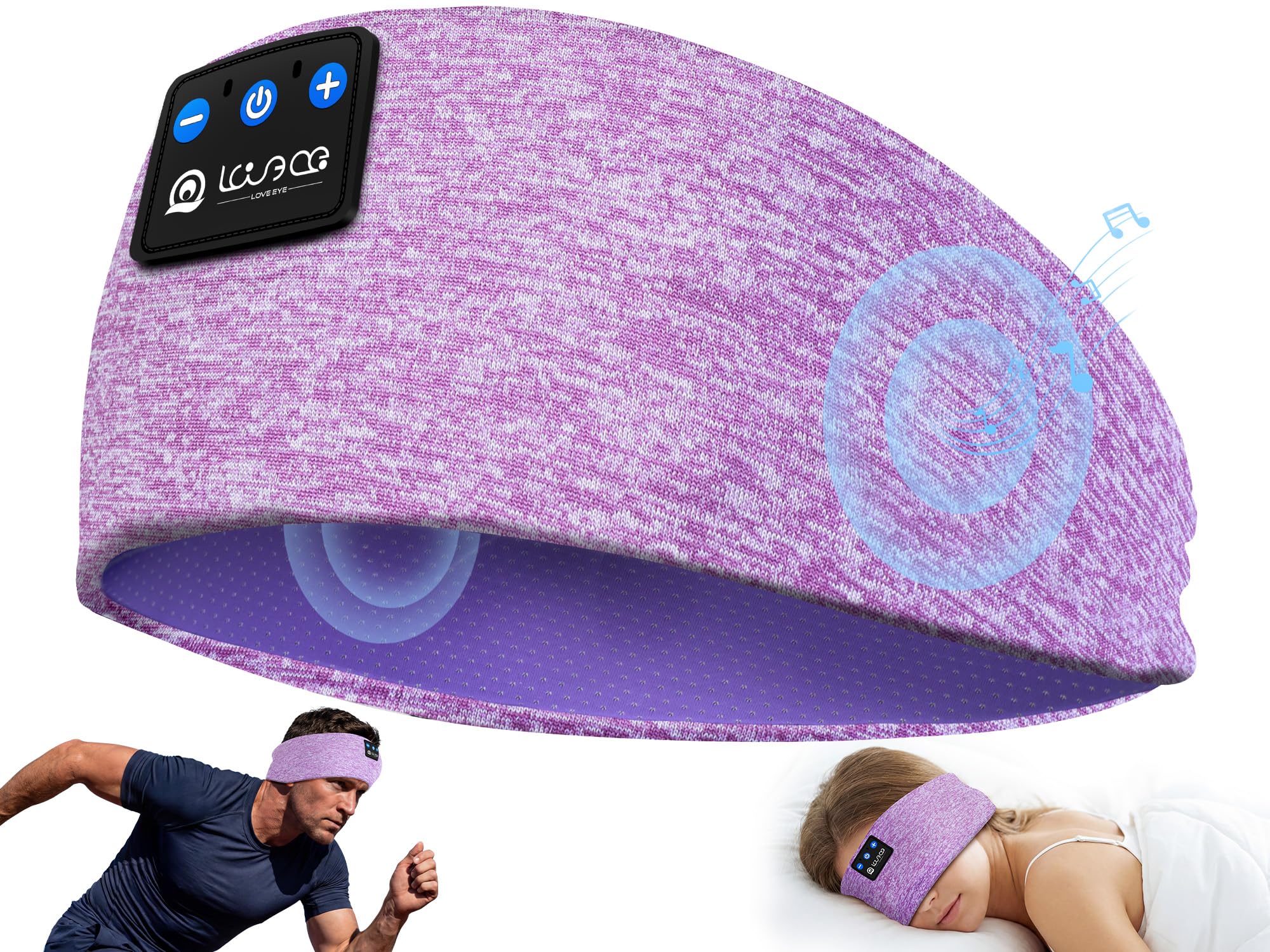 LOVE EYE Schlaf-Kopfhörer, Kopfband-Kopfhörer zum Schlafen und Sport mit dünnen Bluetooth-Lautsprechern, kabellose Musik-Kopfhörer, Tech-Geschenke für Männer, Frauen, Teenager, Yoga