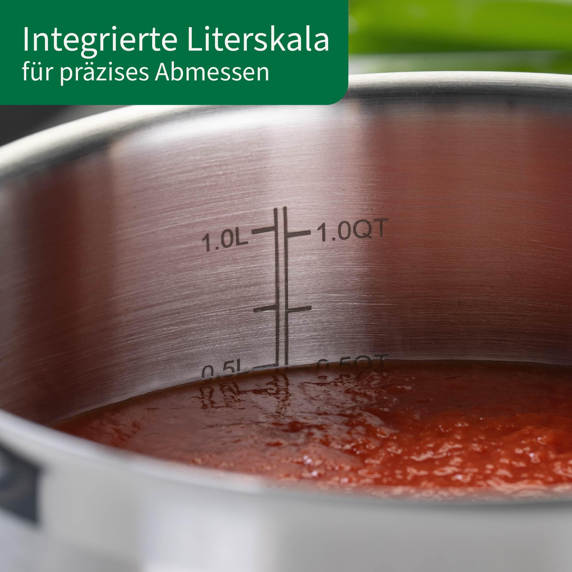 FACKELMANN Chefkoch Kochtopf mit Glasdeckel Leipzig – ø16cm, Edelstahl 18/8, Aluminium-Kern, für alle Herdarten inkl. Induktion – spülmaschinengeeignet