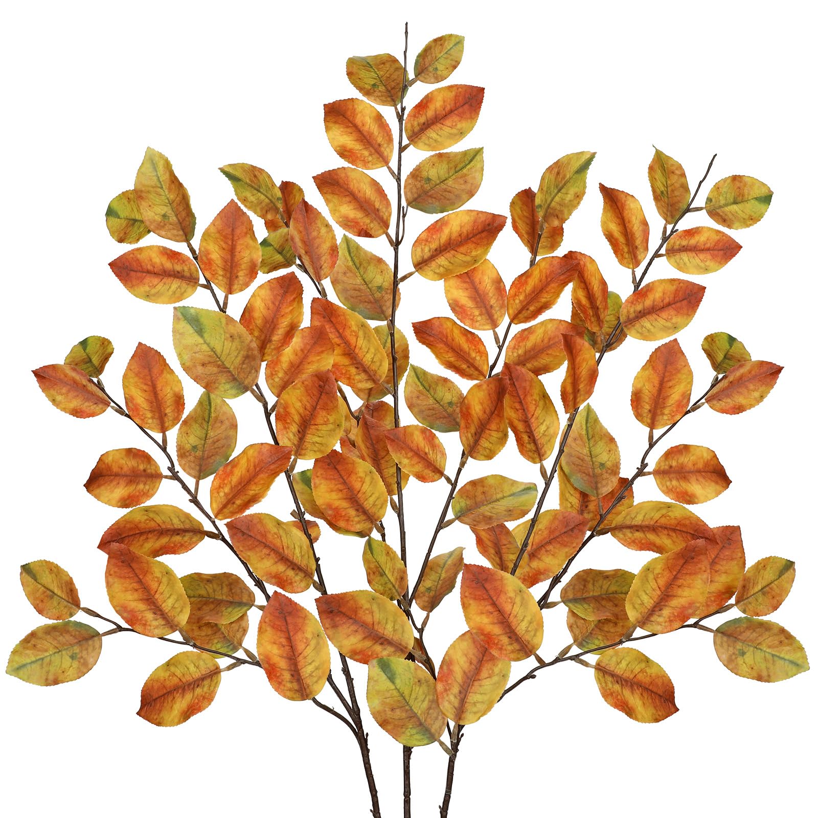 Arborus 41.3" Artificial Autumn Leaves 3PCS Faux Fall Foliage Stems with Yellow Silk Leaves Artificial Beech Branches for Vase Autumnal Leaves for Table Centerpieces Thanksgiving Halloween Home Decor