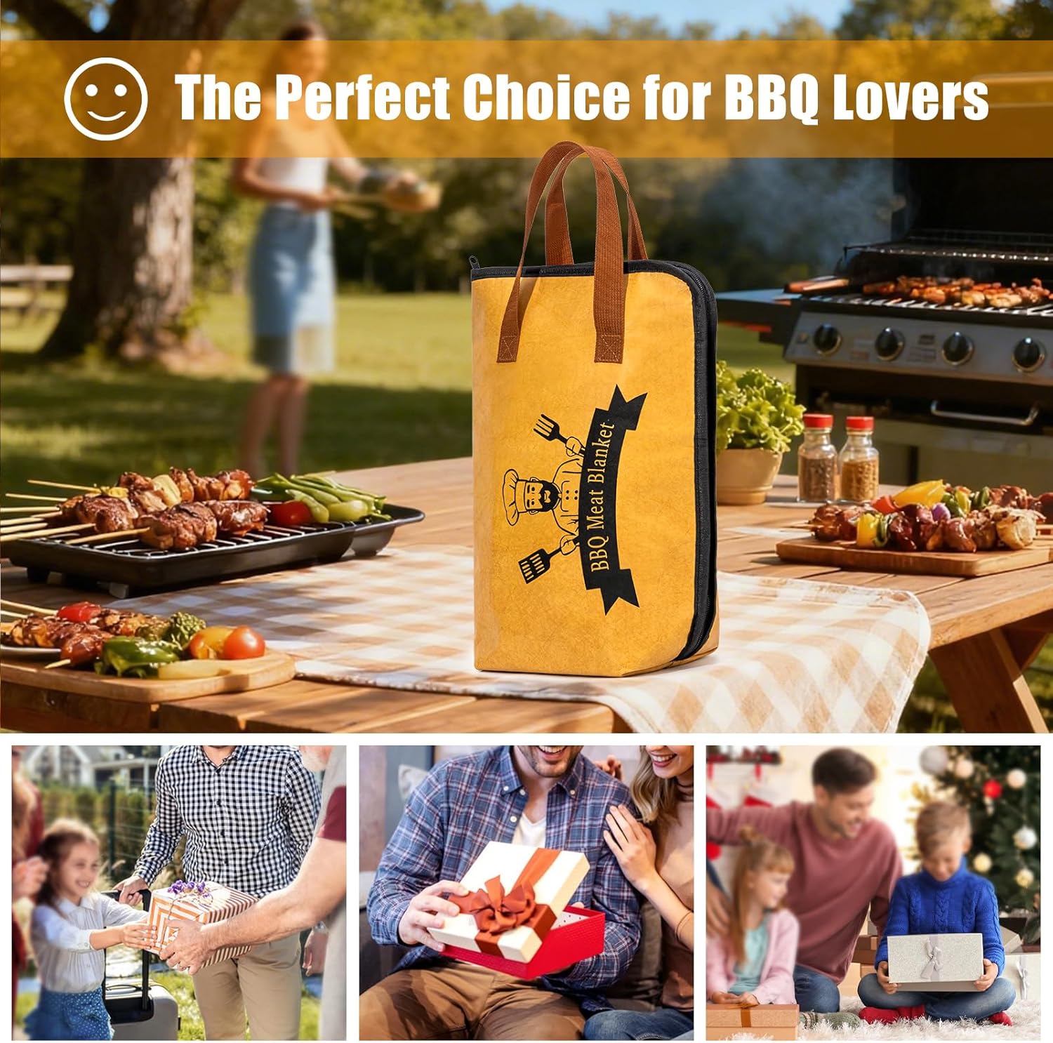 4PCS BBQ Blanket for Resting Meat, Grill Blanket with BBQ Tool Set, 17IN Reusable Smoker Meat Resting Blanket with Wide Mouth for Large Brisket Turkey, Ribs, Steak, Pork Shoulders - Image 7
