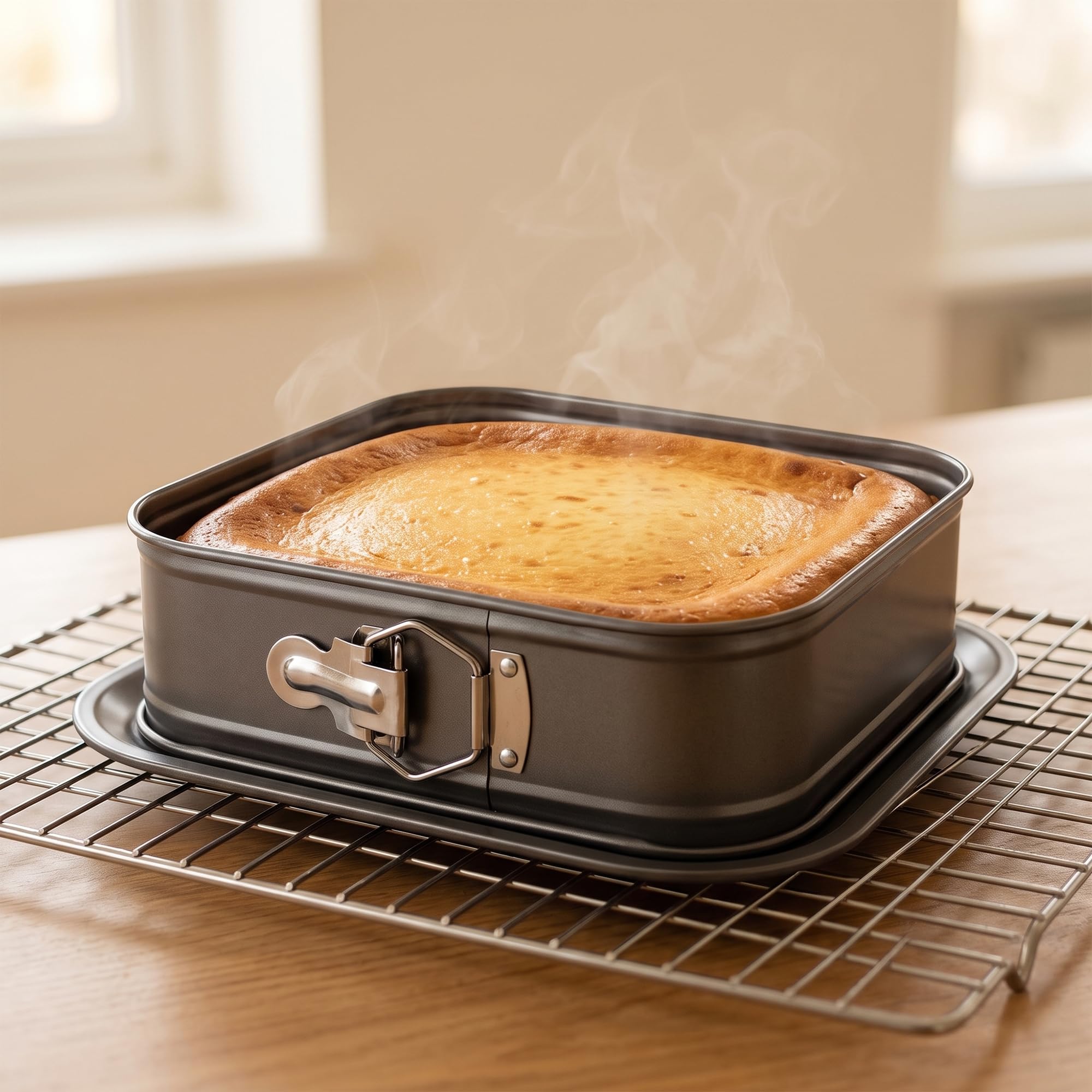Confezione da 2 teglie quadrate per torte con fondo allentato, antiaderenti, per ristoranti, casa e cucina