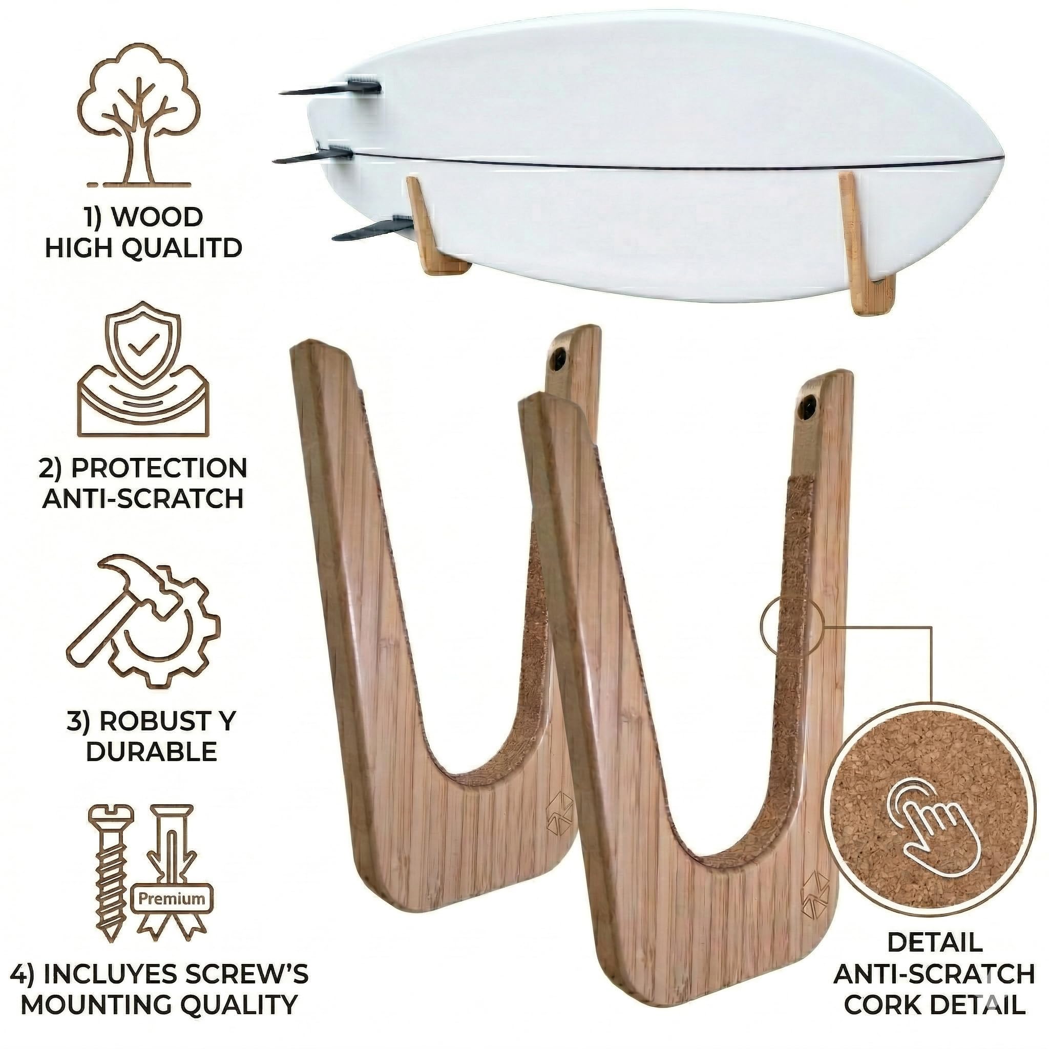 Soporte Pared Tabla de Surf - Rack de Surf - Colgador Tabla de Surf