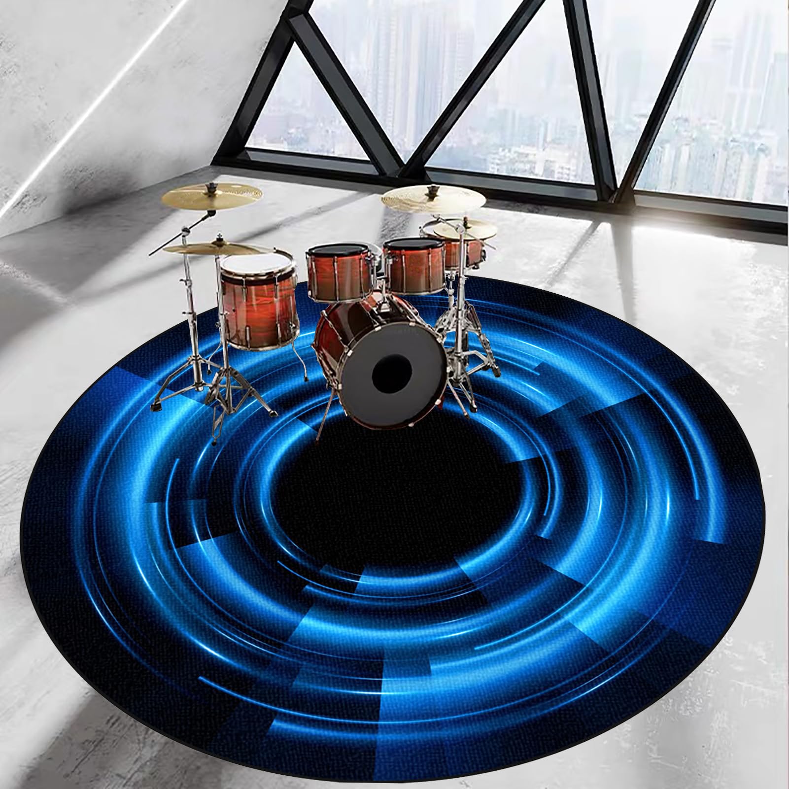 100 cm Dywan bębnowy Dywan na baterię Antypoślizgowy Dźwiękoszczelny Zestaw perkusyjny Profesjonalny Okrągły Elektroniczny Jazz do Pudełka Bębna I innych instrumentów Musi Mata Baterii