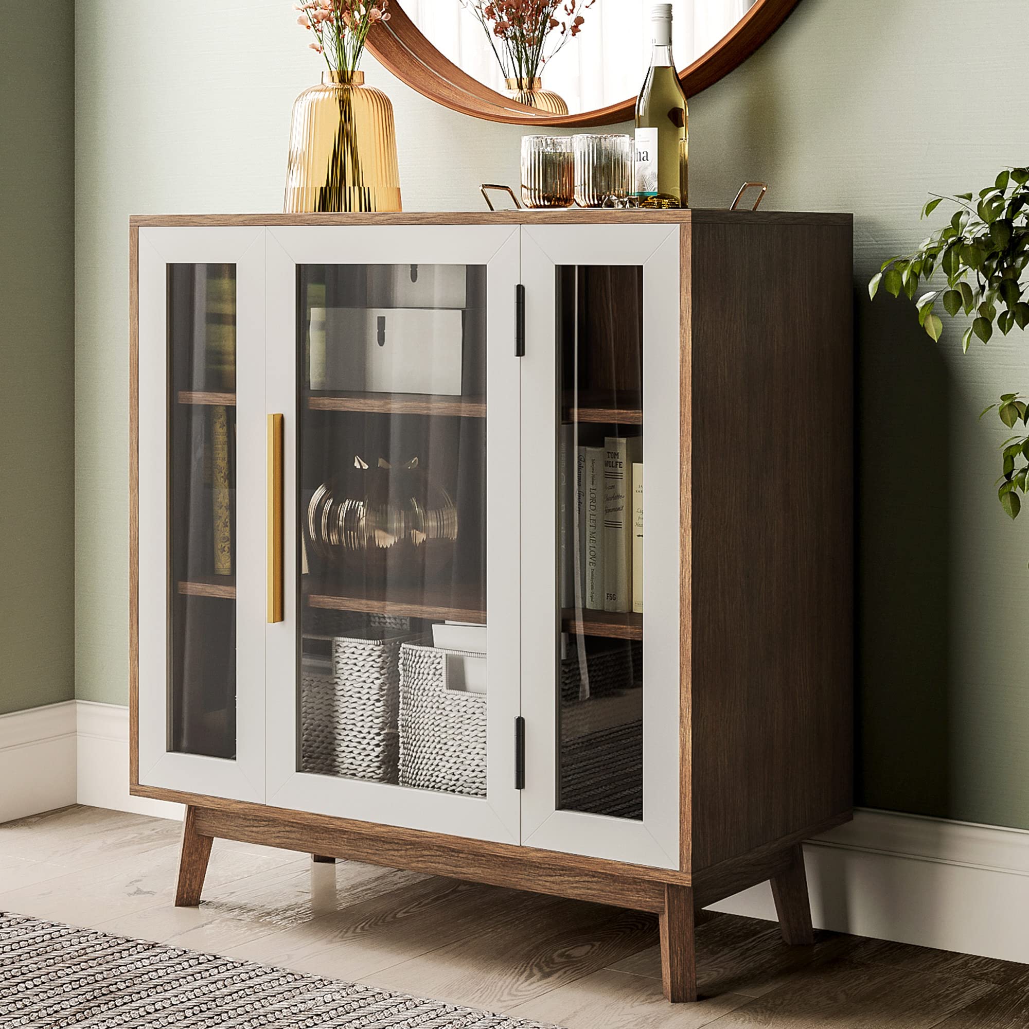 Buy BELLEZE Sideboard Buffet Modern Curio 3Tiers