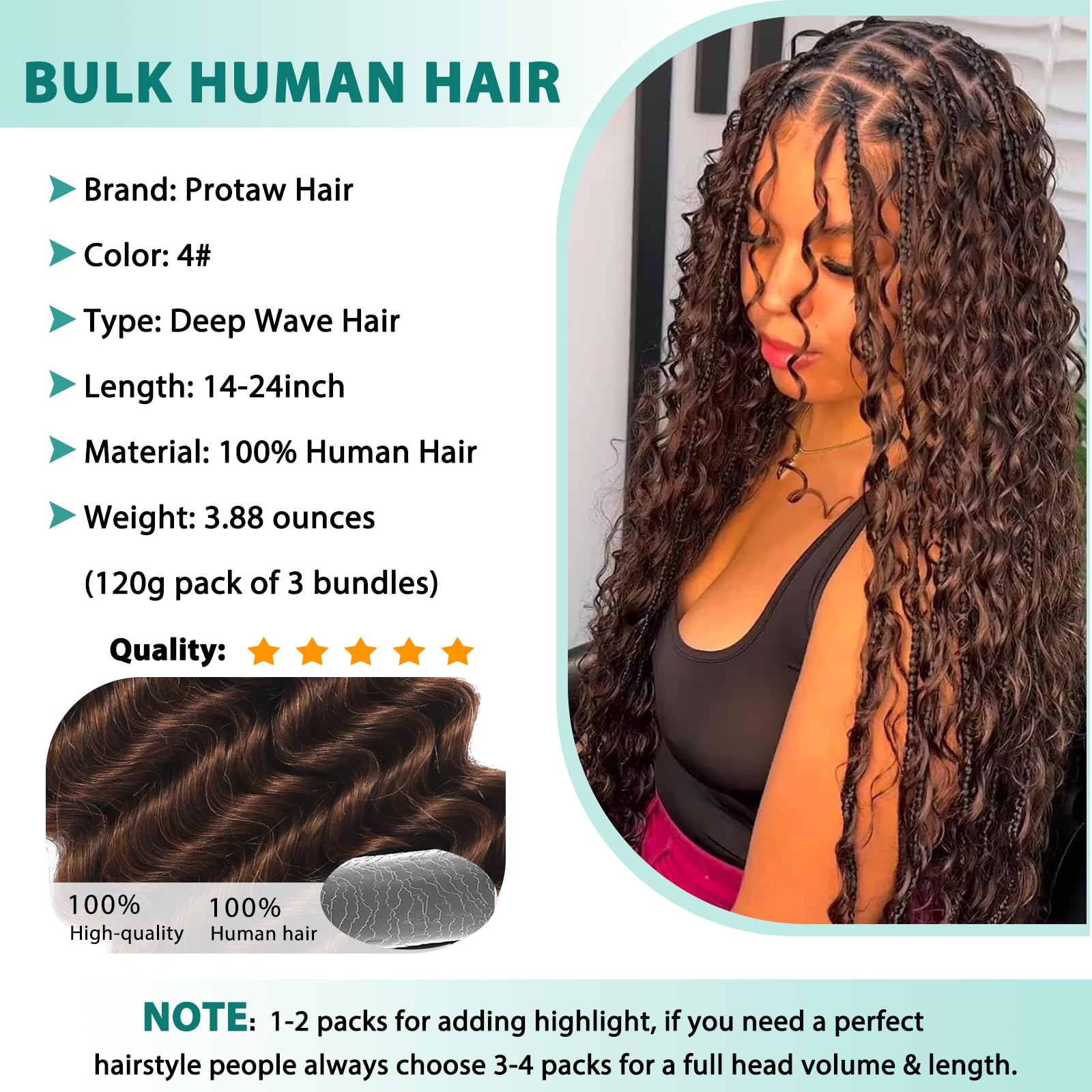 12A Brazilian Virgin Human Braiding Hair for Boho Braids