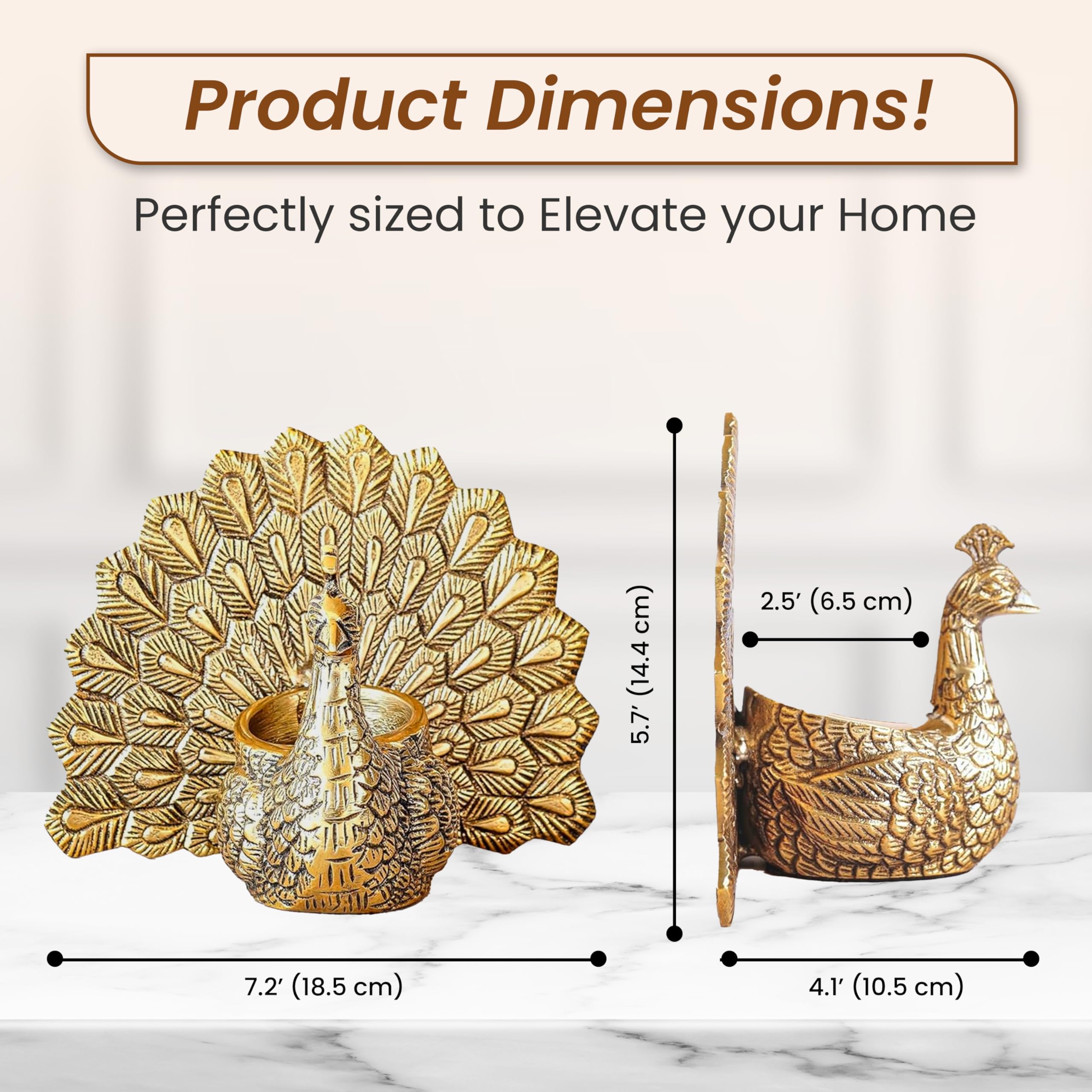 RAYLUXE Gold Metal Peacock Candle Holder Gift Set with Scented Votive Candle & Premium Gift Box | House Warming Gifts New Home | Wedding Gifts for Marriage Couple | Home Decor Gift for Women