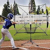 Vista 3 de 7'X7' Baseball Softball Practice Net,Pitching Net,Batting Net,with Baseball Tee,Bonus Strike Zone and Bow Frame,for Hitting,Pitching, Catching